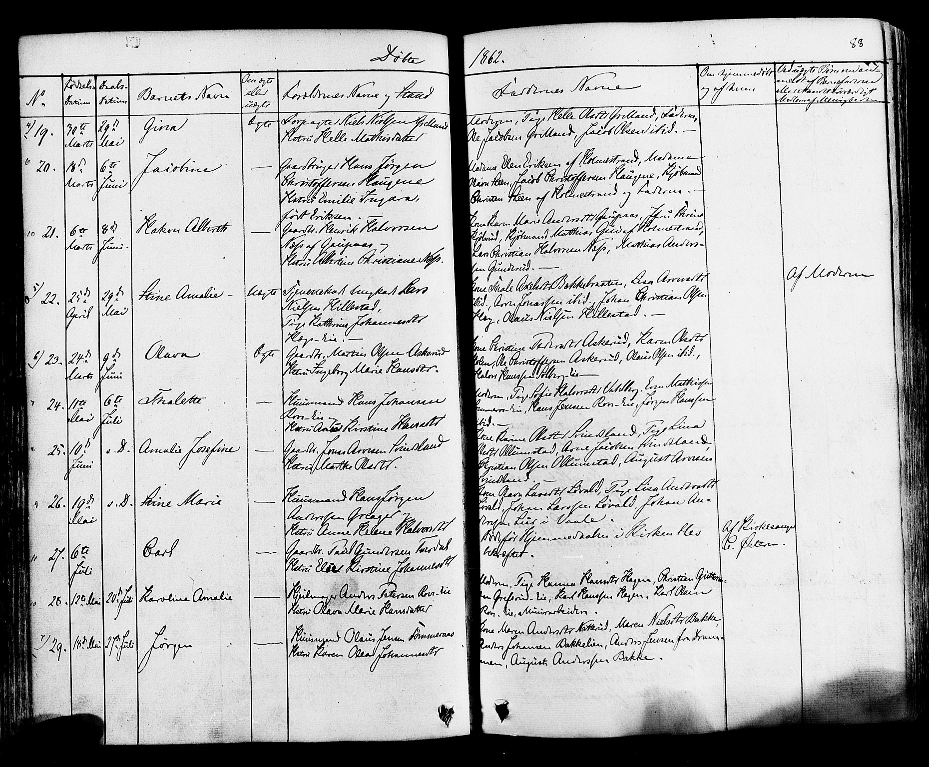 Botne kirkebøker, AV/SAKO-A-340/F/Fa/L0006: Parish register (official) no. I 6, 1836-1877, p. 88