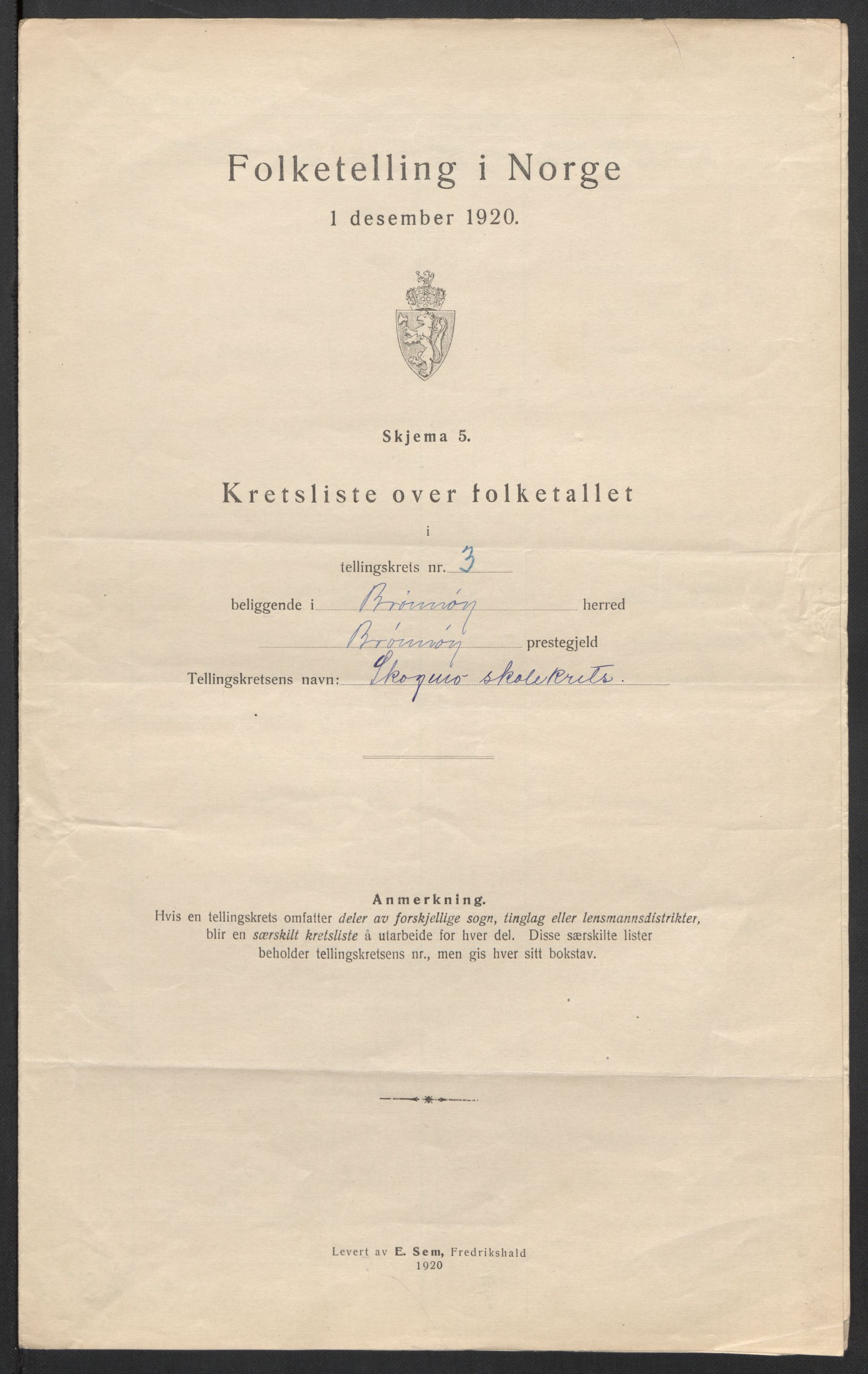 SAT, 1920 census for Brønnøy, 1920, p. 16