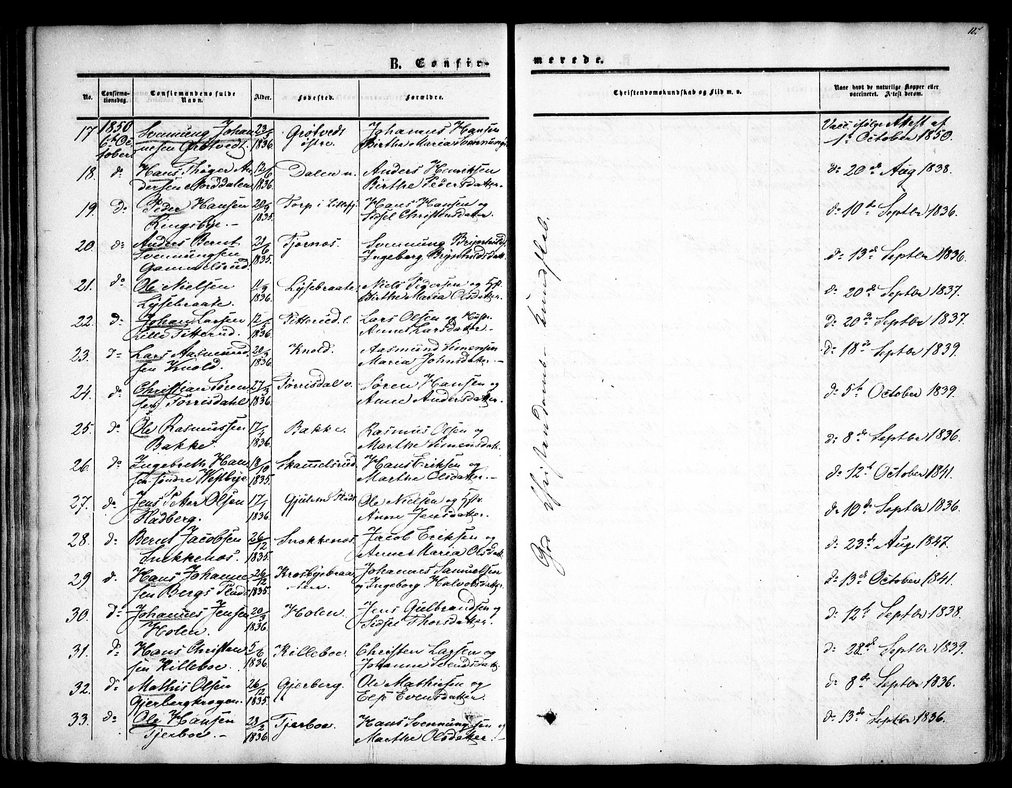 Rakkestad prestekontor Kirkebøker, AV/SAO-A-2008/F/Fa/L0009: Parish register (official) no. I 9, 1850-1856, p. 127