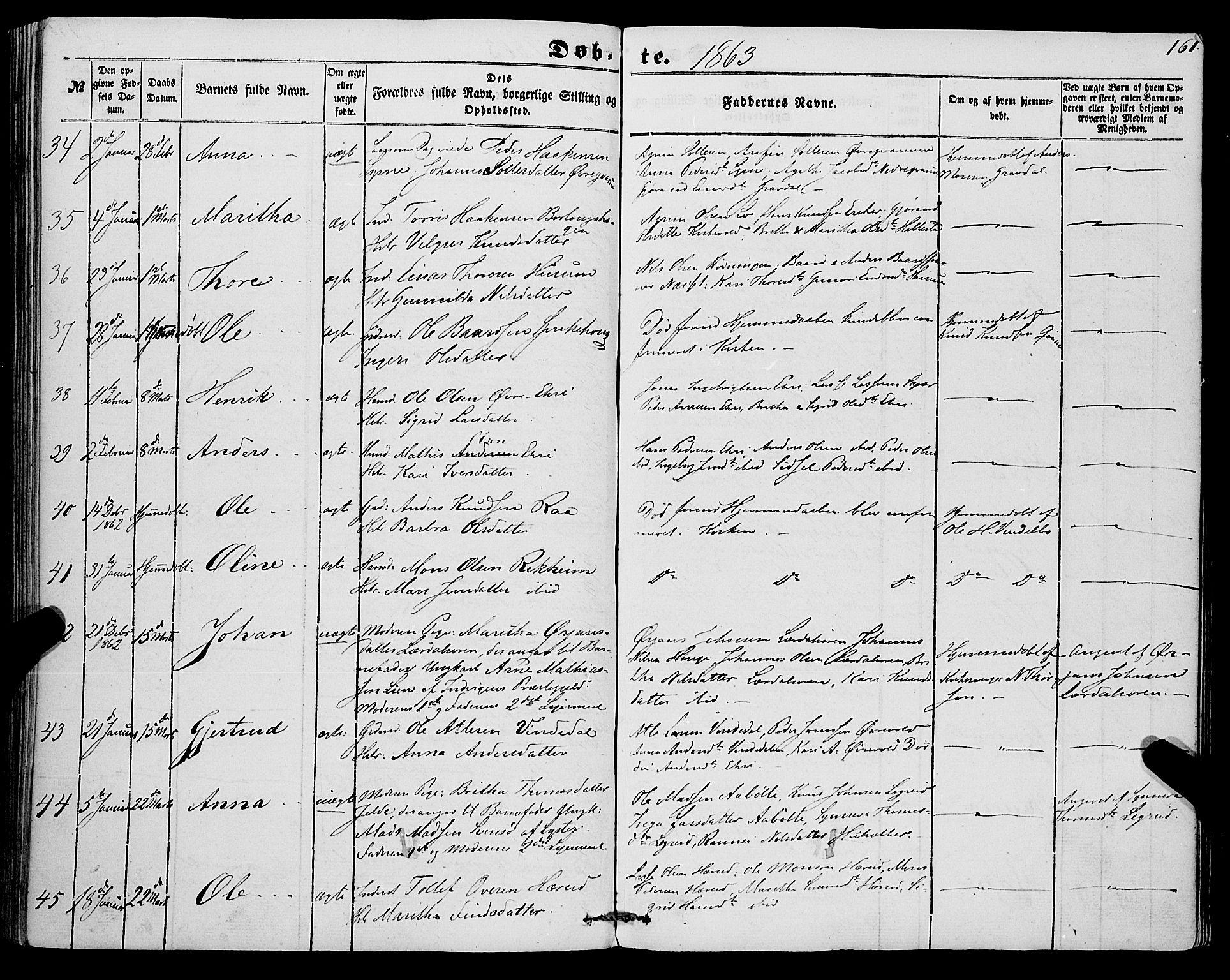 Lærdal sokneprestembete, SAB/A-81201: Parish register (official) no. A 11, 1850-1866, p. 161