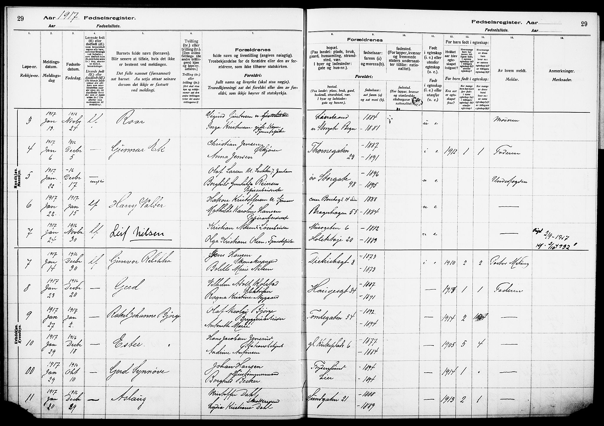 Bragernes kirkebøker, SAKO/A-6/J/Ja/L0001: Birth register no. 1, 1916-1922, p. 29