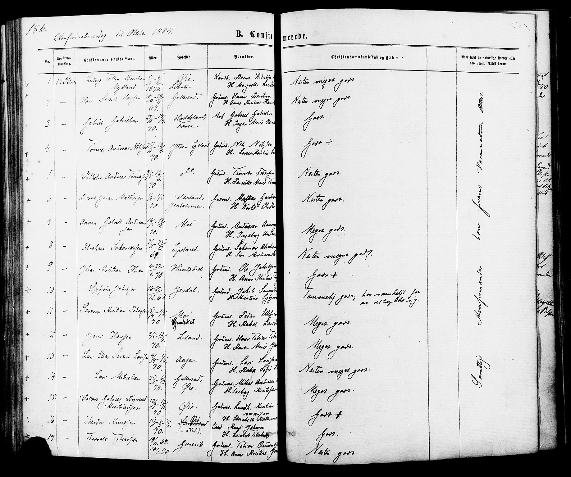 Kvinesdal sokneprestkontor, AV/SAK-1111-0026/F/Fa/Fab/L0007: Parish register (official) no. A 7, 1870-1885, p. 186