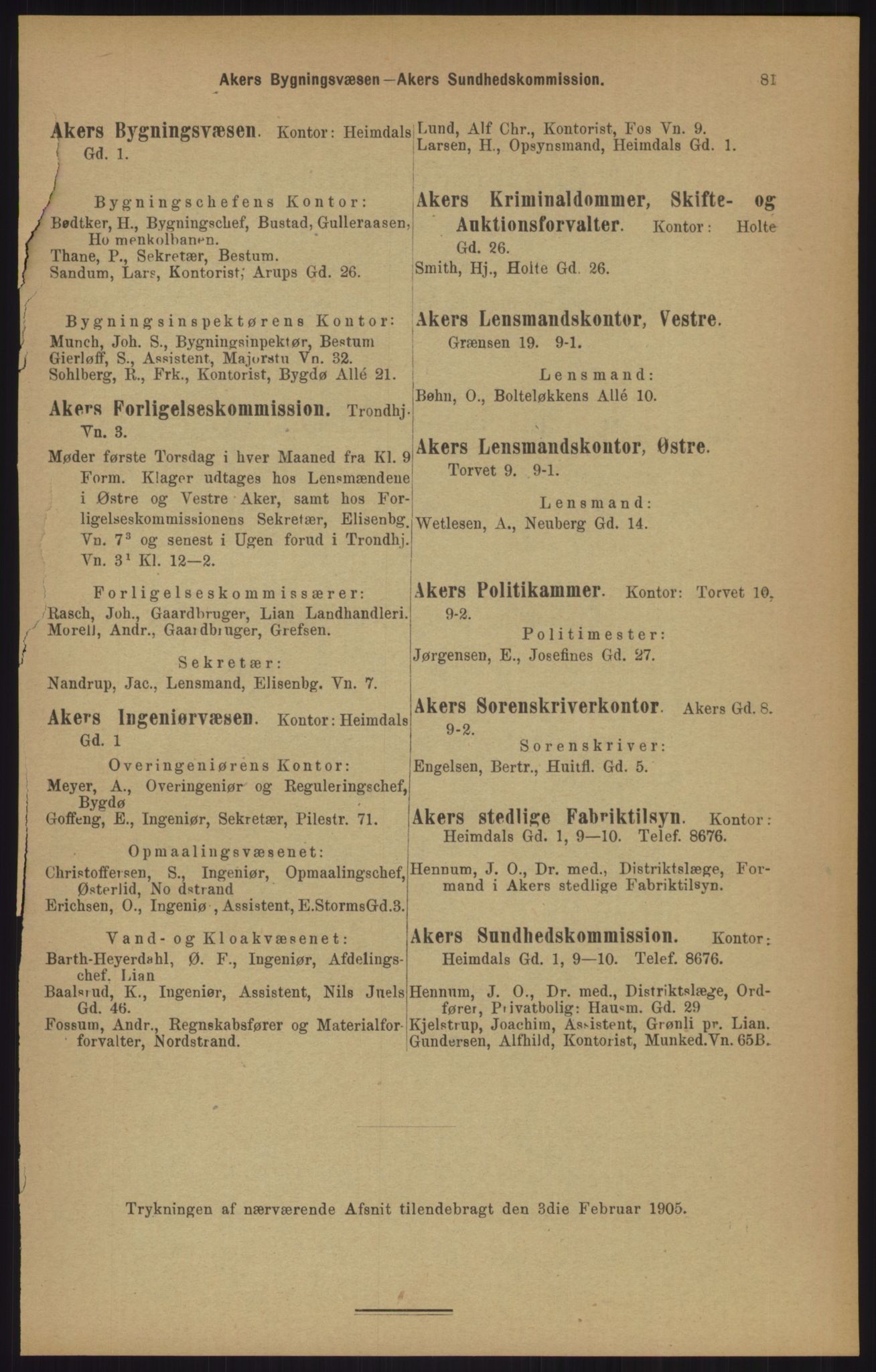 Kristiania/Oslo adressebok, PUBL/-, 1905, p. 81