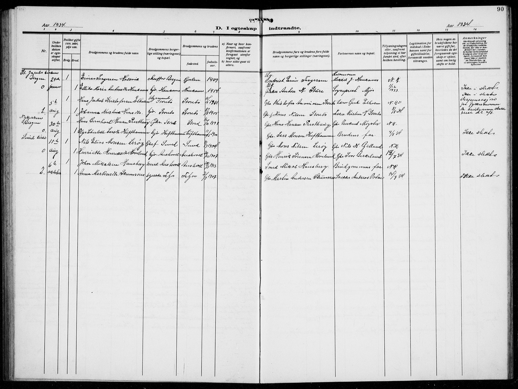 Austevoll sokneprestembete, AV/SAB-A-74201/H/Ha/Hab/Haba/L0006: Parish register (copy) no. A  6, 1925-1938, p. 90