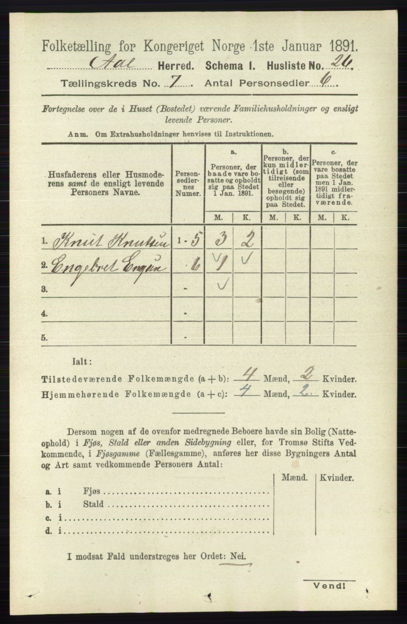 RA, 1891 census for 0619 Ål, 1891, p. 1807