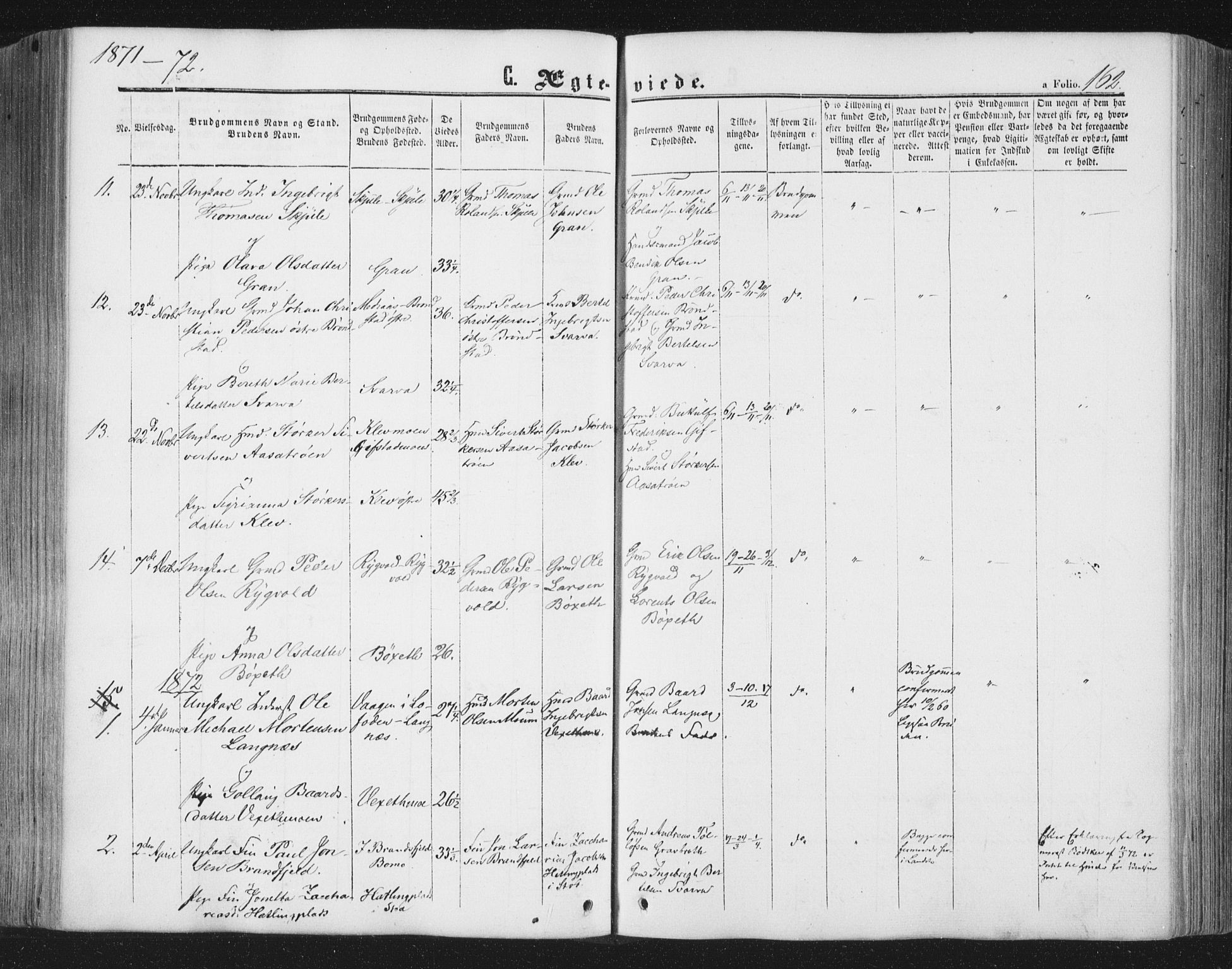Ministerialprotokoller, klokkerbøker og fødselsregistre - Nord-Trøndelag, SAT/A-1458/749/L0472: Parish register (official) no. 749A06, 1857-1873, p. 162