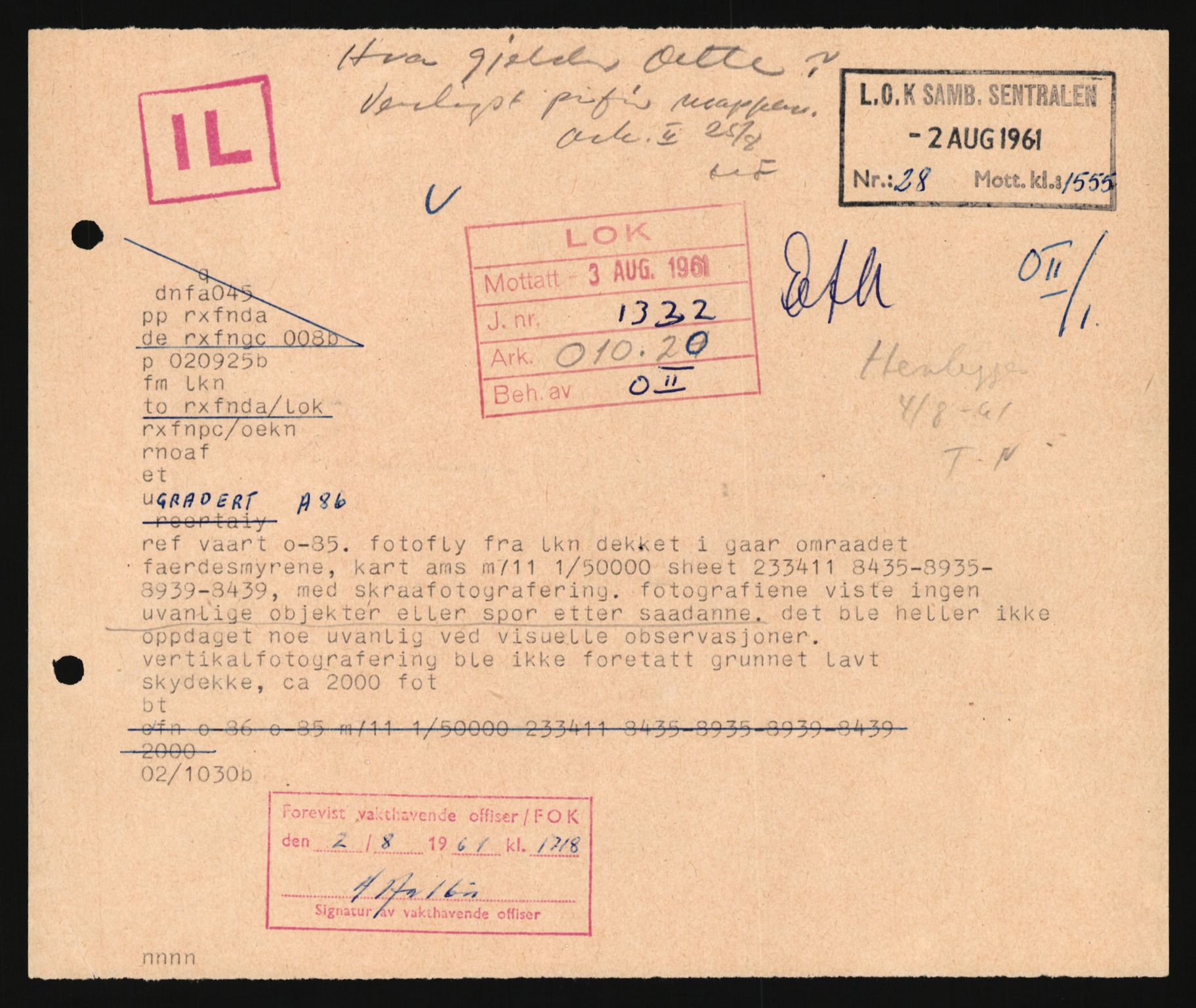 Forsvaret, Luftforsvarets overkommando/Luftforsvarsstaben, AV/RA-RAFA-2246/1/D/Da/L0124/0001: -- / UFO OVER NORSK TERRITORIUM, 1954-1970, p. 273