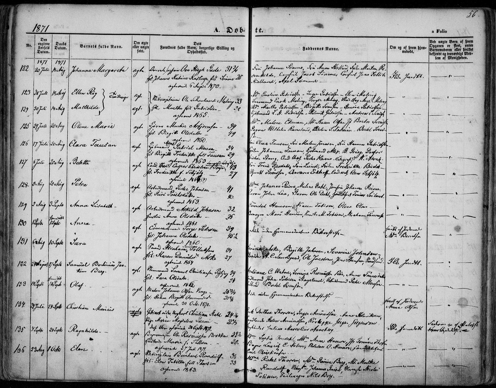 Domkirken sokneprestkontor, AV/SAST-A-101812/001/30/30BA/L0022: Parish register (official) no. A 21, 1868-1877, p. 56