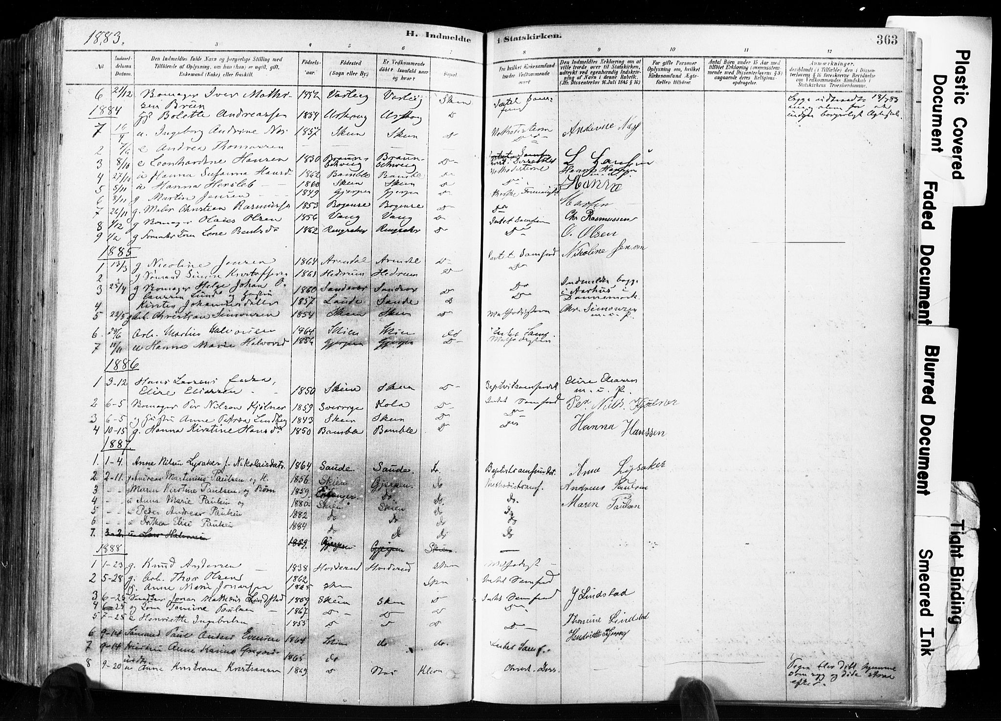 Skien kirkebøker, AV/SAKO-A-302/F/Fa/L0009: Parish register (official) no. 9, 1878-1890, p. 363