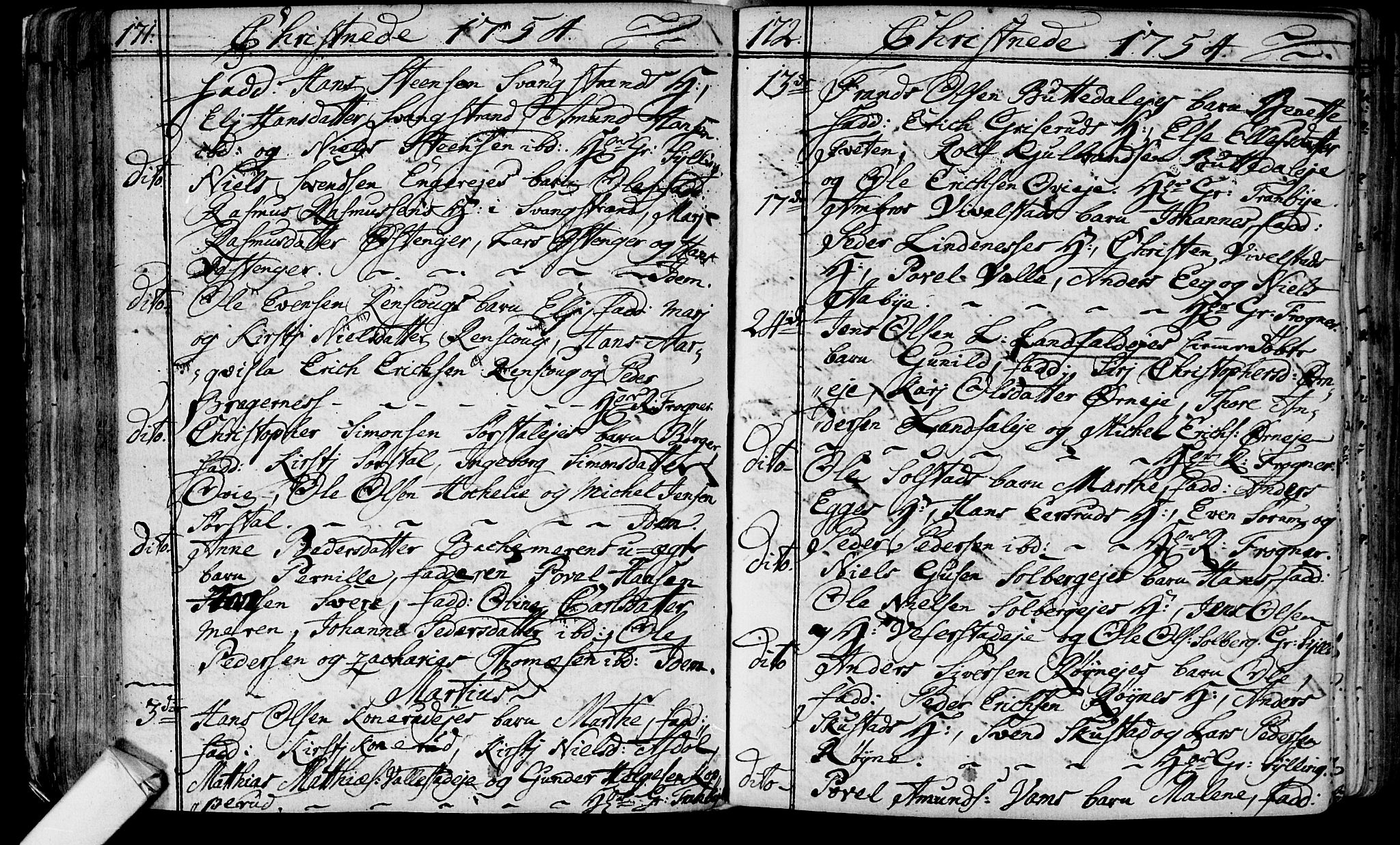 Lier kirkebøker, AV/SAKO-A-230/F/Fa/L0004: Parish register (official) no. I 4, 1749-1764, p. 171-172