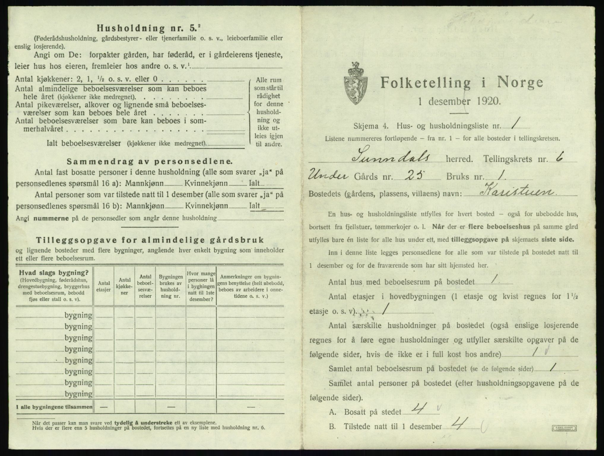 SAT, 1920 census for Sunndal, 1920, p. 586