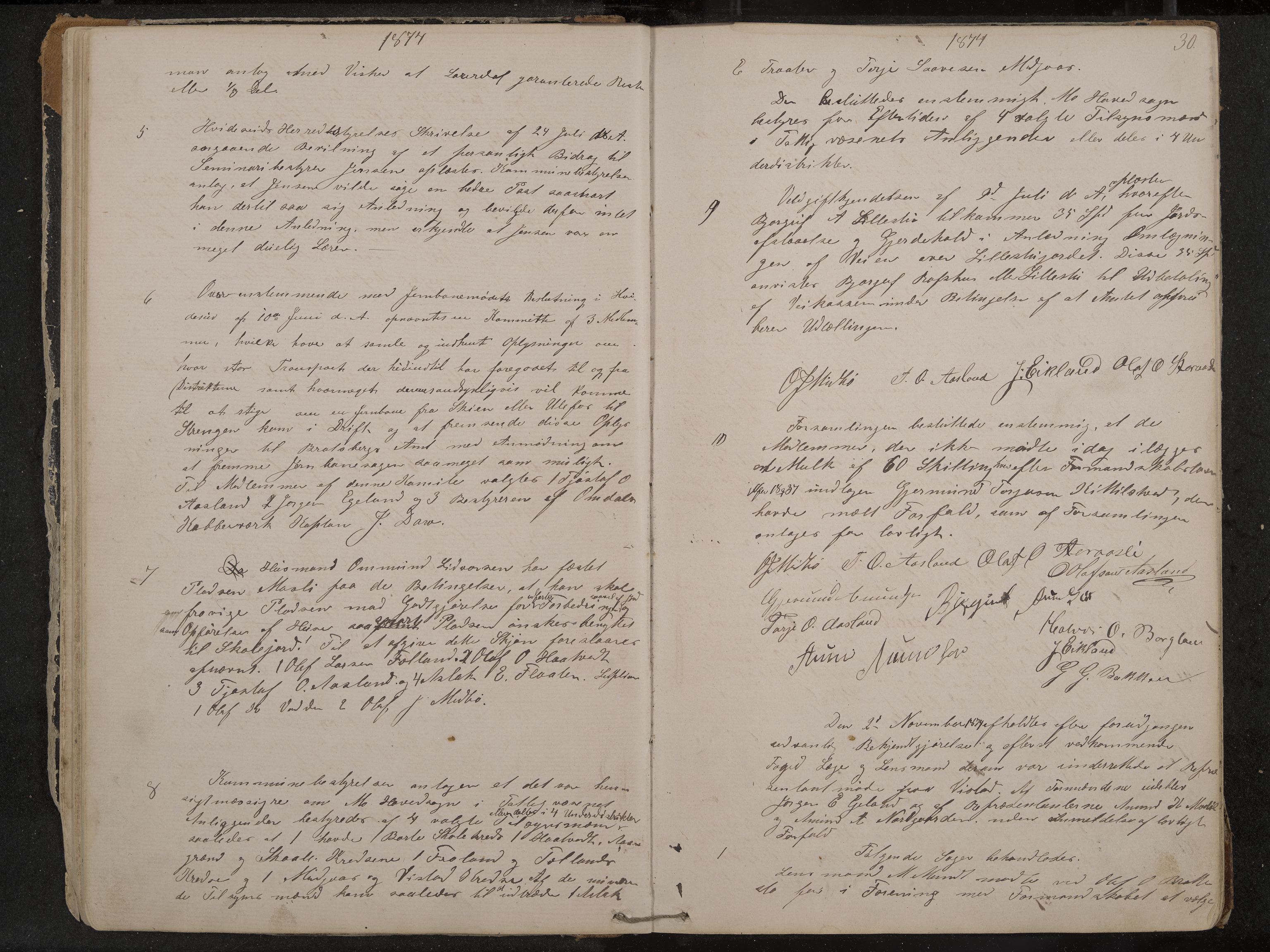 Mo formannskap og sentraladministrasjon, IKAK/0832021/A/L0002: Møtebok, 1869-1886, p. 30