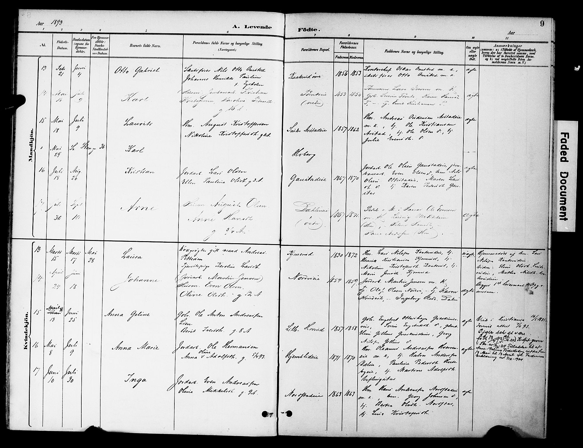 Stange prestekontor, AV/SAH-PREST-002/K/L0021: Parish register (official) no. 21, 1891-1902, p. 9