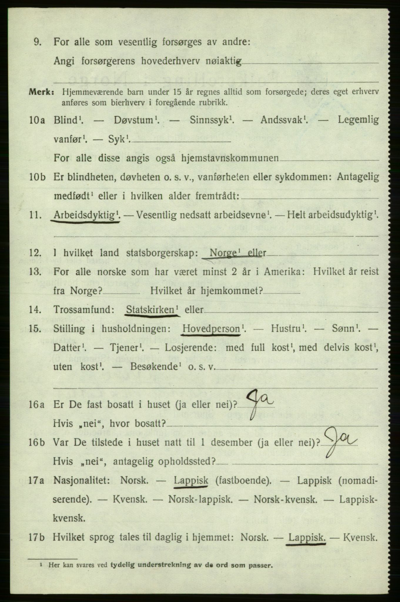 SATØ, 1920 census for Gamvik, 1920, p. 3569