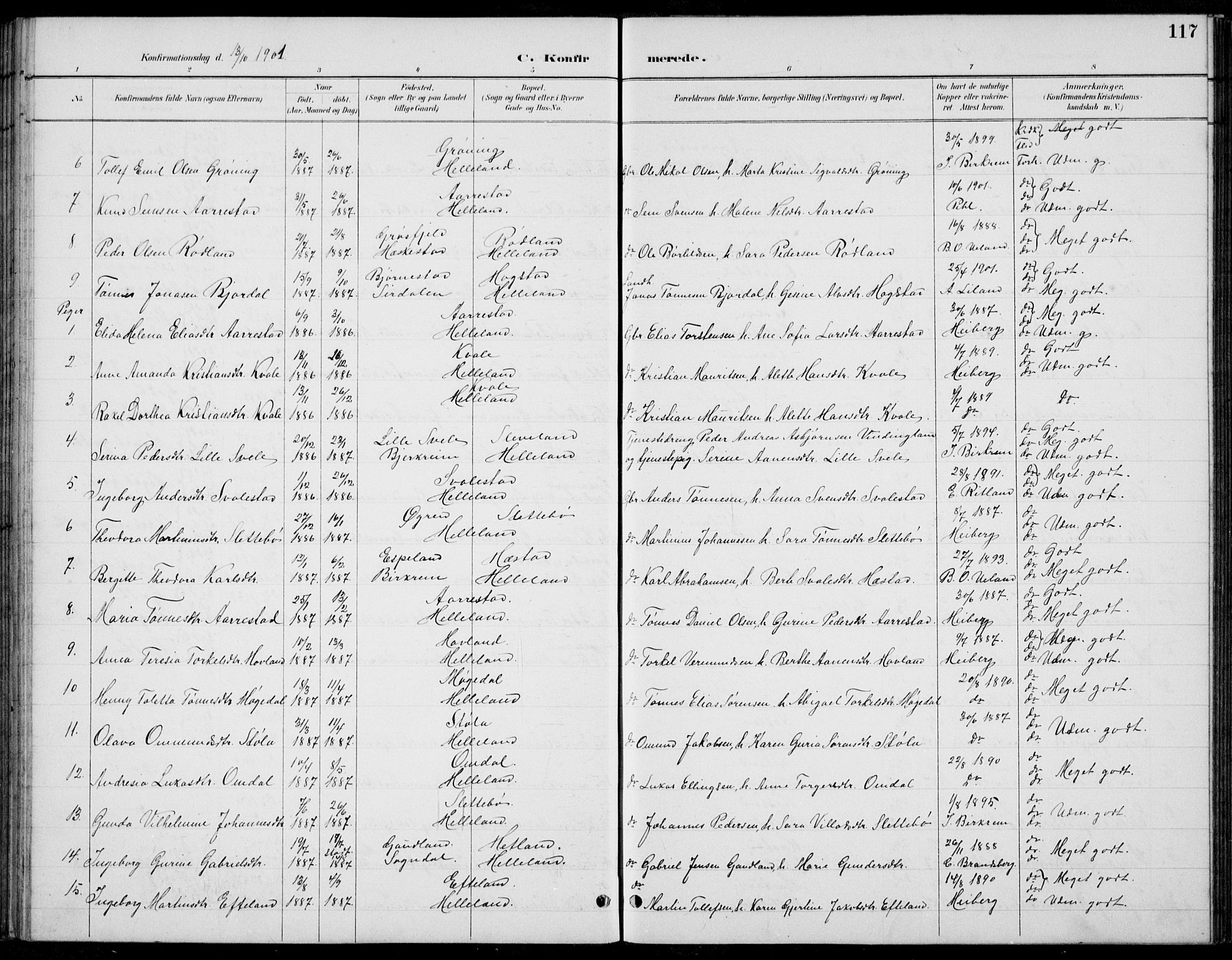 Helleland sokneprestkontor, SAST/A-101810: Parish register (copy) no. B 4, 1887-1941, p. 117