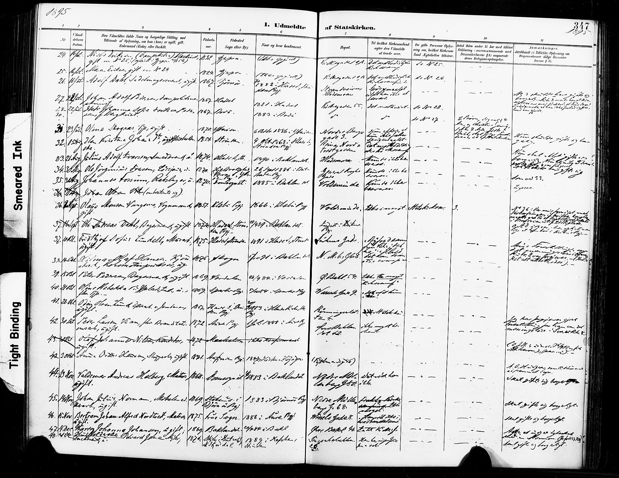 Ministerialprotokoller, klokkerbøker og fødselsregistre - Sør-Trøndelag, AV/SAT-A-1456/604/L0198: Parish register (official) no. 604A19, 1893-1900, p. 347