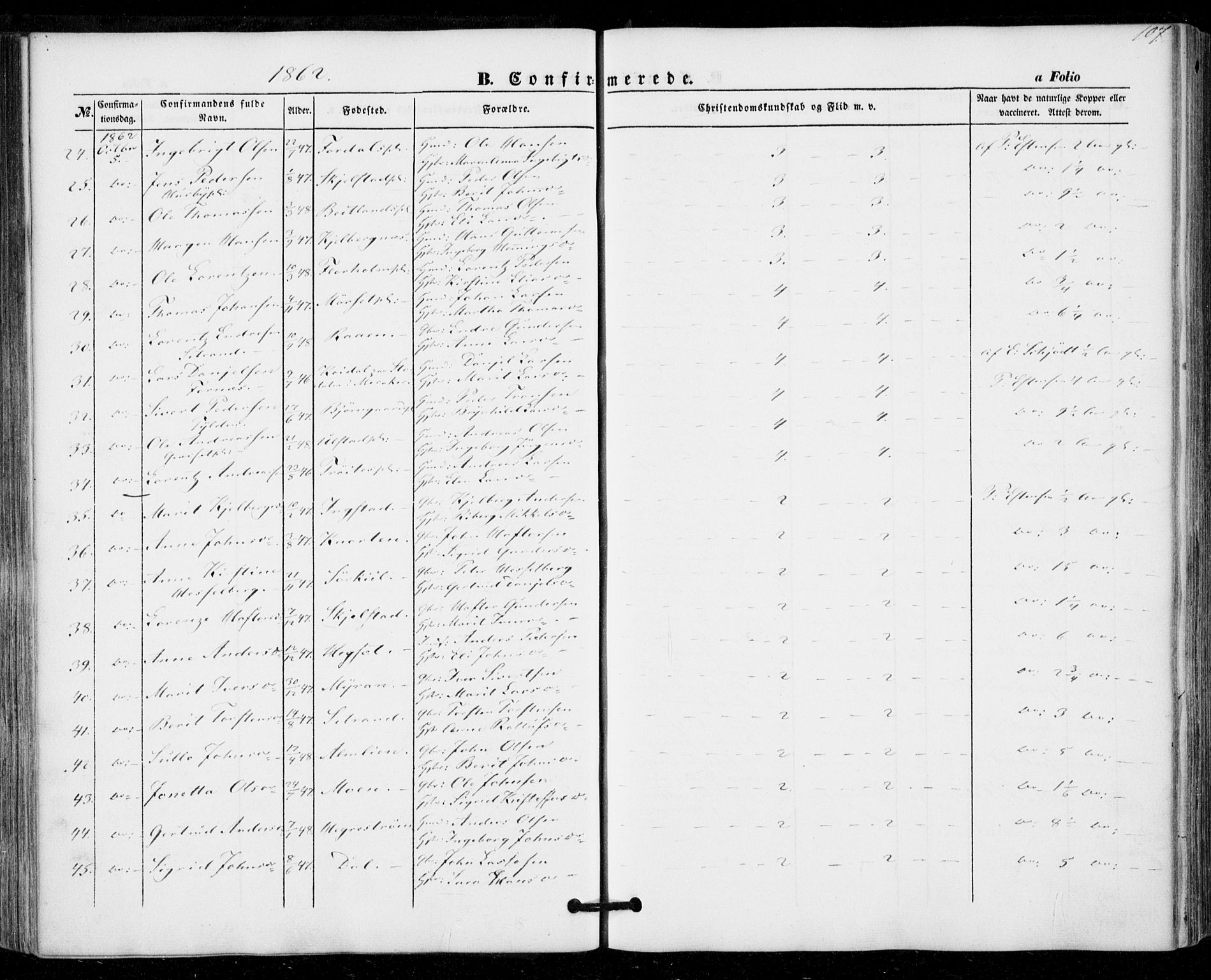 Ministerialprotokoller, klokkerbøker og fødselsregistre - Nord-Trøndelag, SAT/A-1458/703/L0028: Parish register (official) no. 703A01, 1850-1862, p. 107