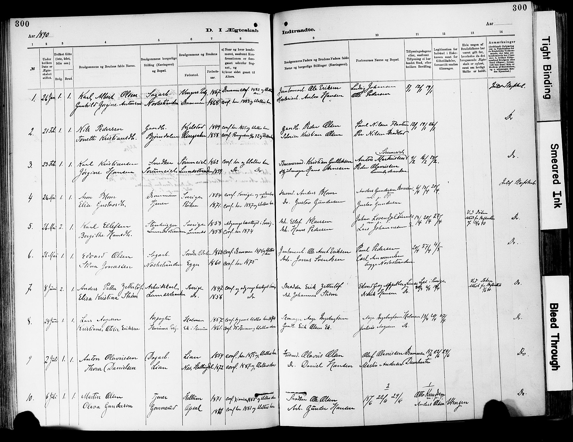 Lier kirkebøker, SAKO/A-230/F/Fa/L0015: Parish register (official) no. I 15, 1883-1894, p. 300