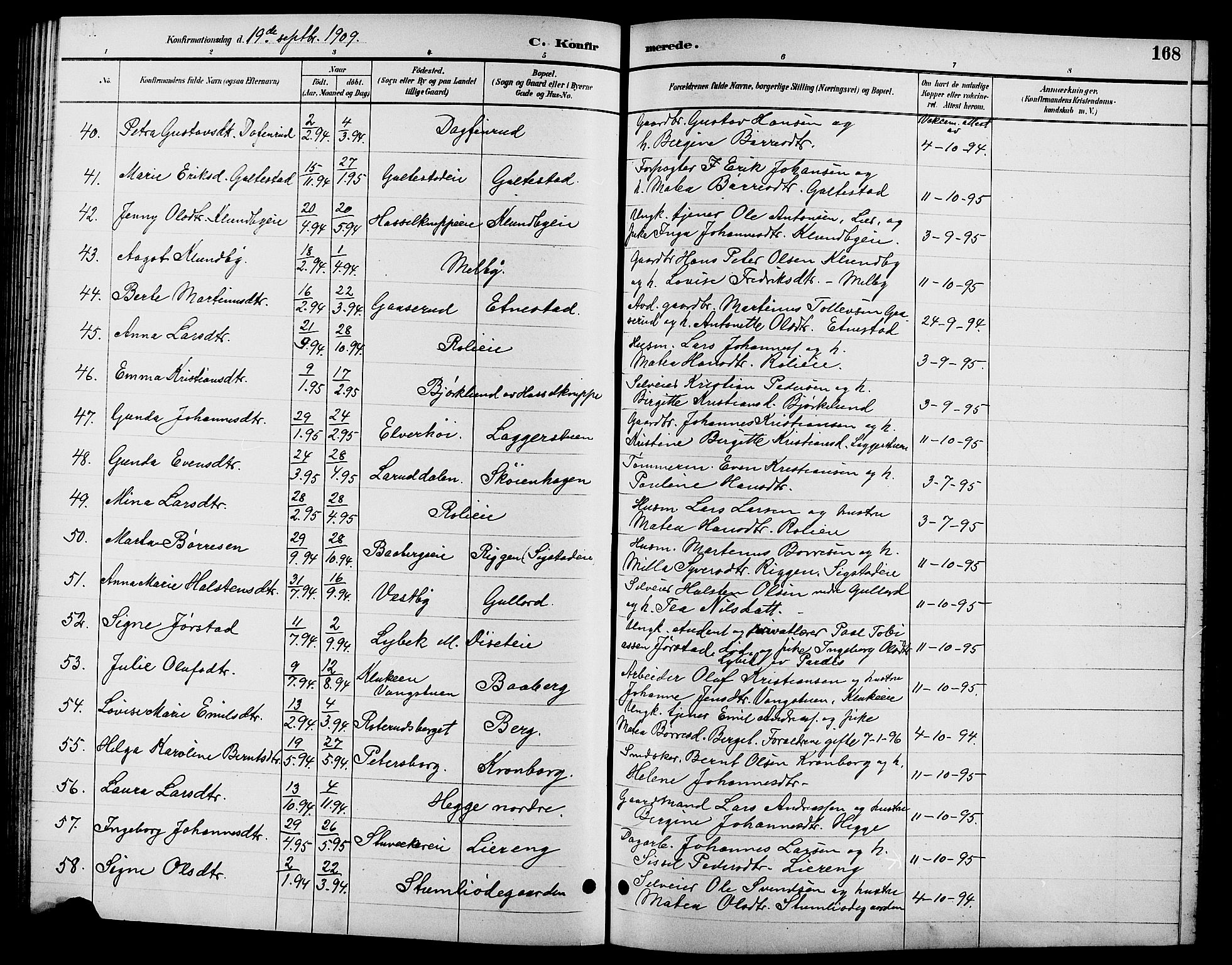 Biri prestekontor, SAH/PREST-096/H/Ha/Hab/L0004: Parish register (copy) no. 4, 1892-1909, p. 168