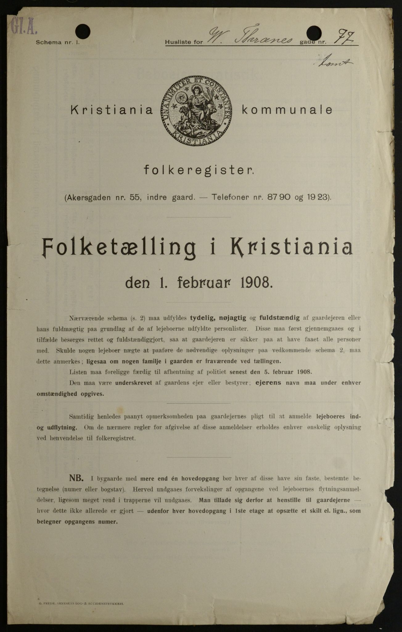 OBA, Municipal Census 1908 for Kristiania, 1908, p. 114272