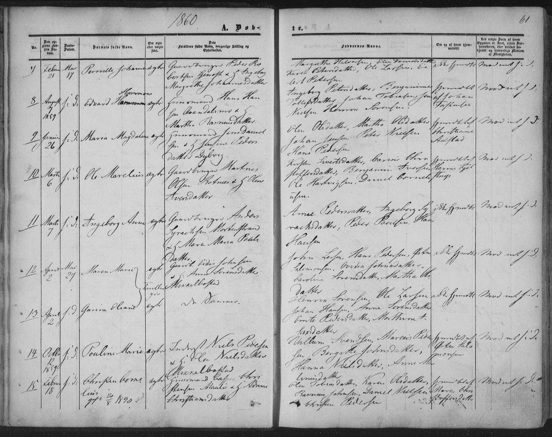 Ministerialprotokoller, klokkerbøker og fødselsregistre - Nordland, AV/SAT-A-1459/855/L0800: Parish register (official) no. 855A08, 1852-1864, p. 61