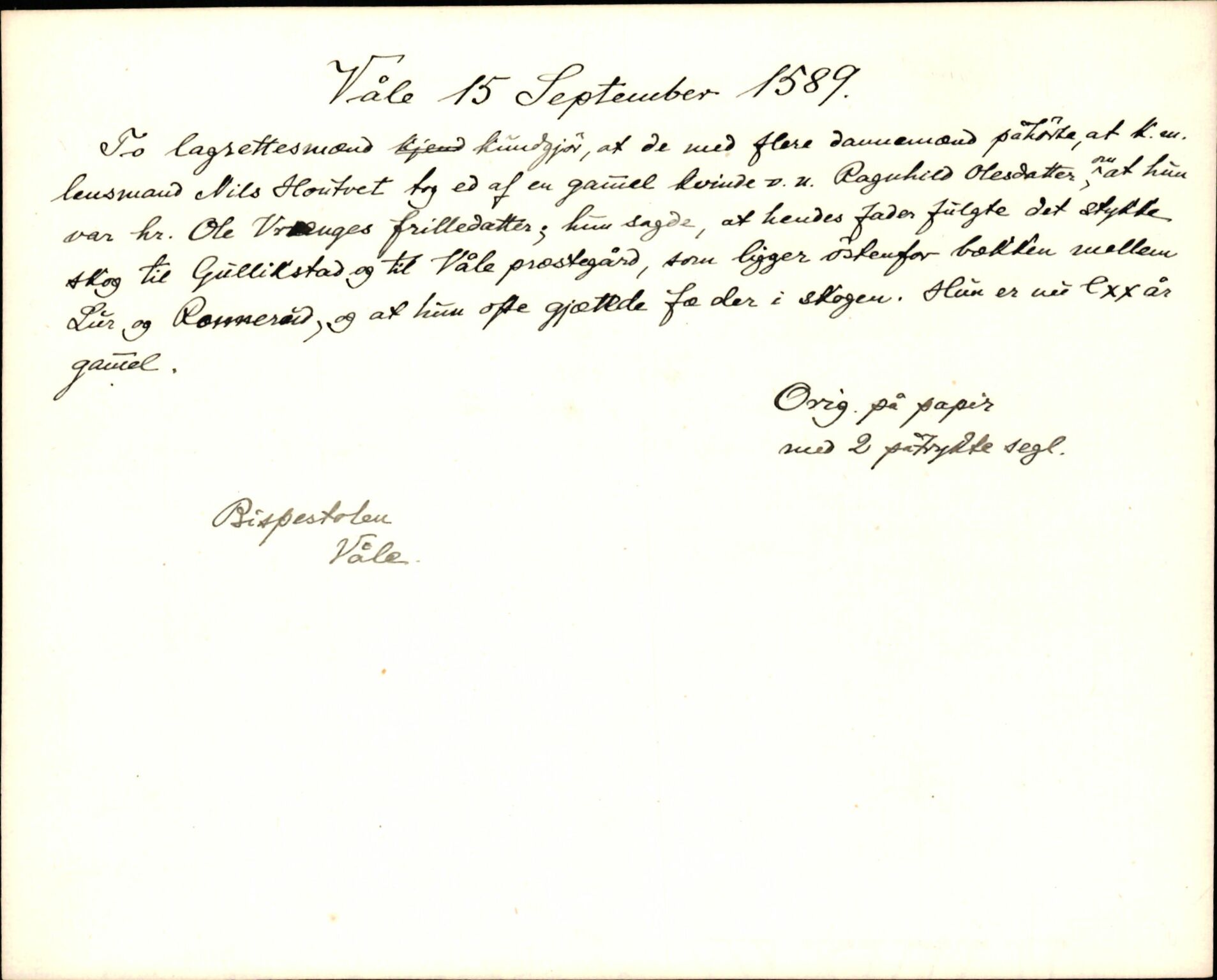Riksarkivets diplomsamling, AV/RA-EA-5965/F35/F35k/L0002: Regestsedler: Prestearkiver fra Hedmark, Oppland, Buskerud og Vestfold, p. 789