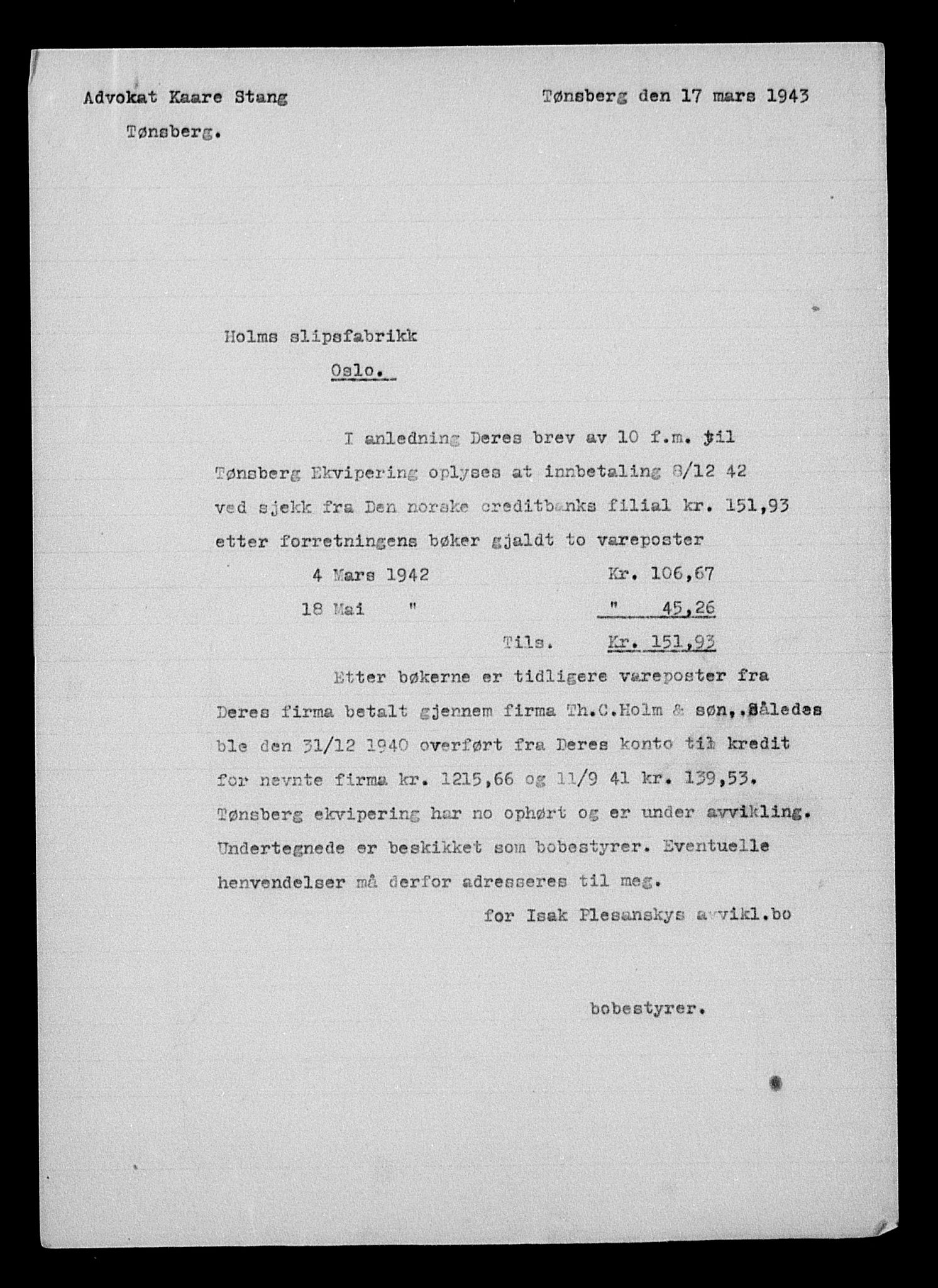 Justisdepartementet, Tilbakeføringskontoret for inndratte formuer, AV/RA-S-1564/H/Hc/Hcd/L1004: --, 1945-1947, p. 22
