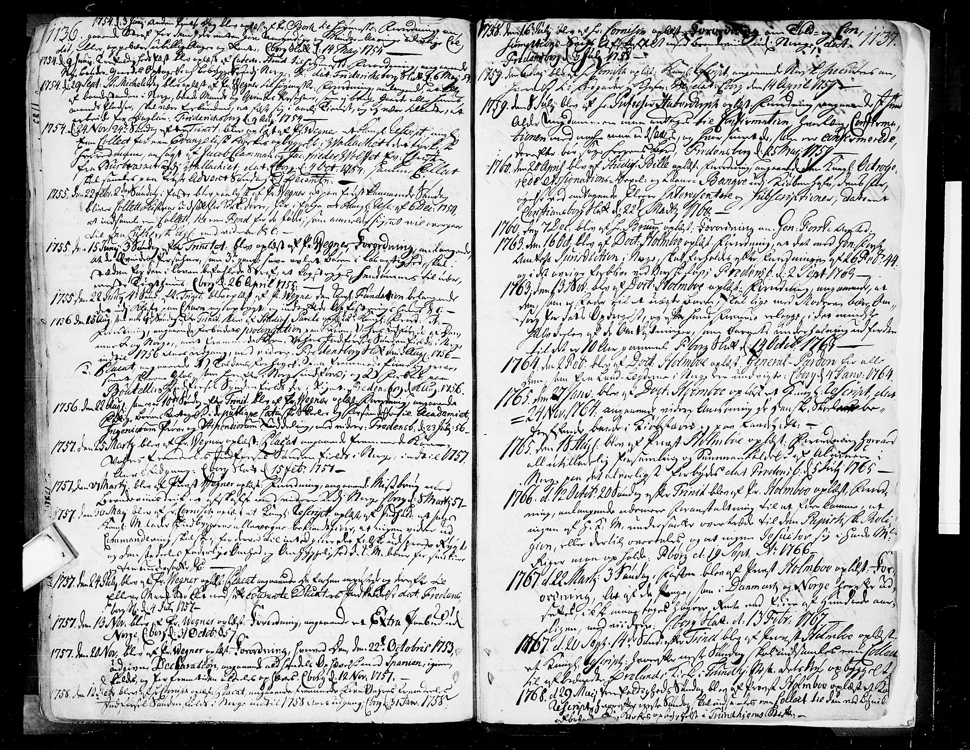 Oslo domkirke Kirkebøker, AV/SAO-A-10752/F/Fa/L0004: Parish register (official) no. 4, 1743-1786, p. 1136-1137