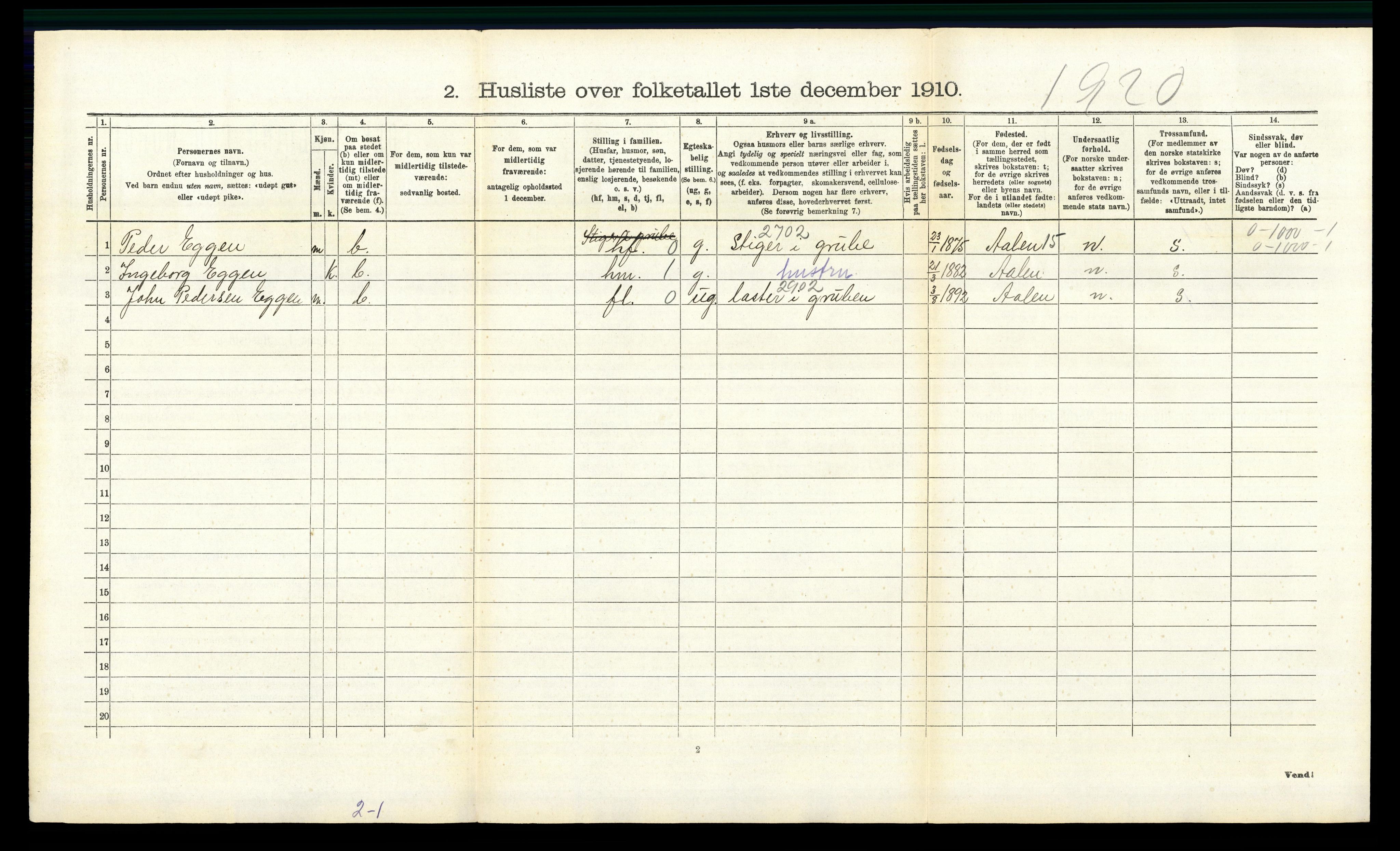 RA, 1910 census for Lille Elvedalen, 1910, p. 1112