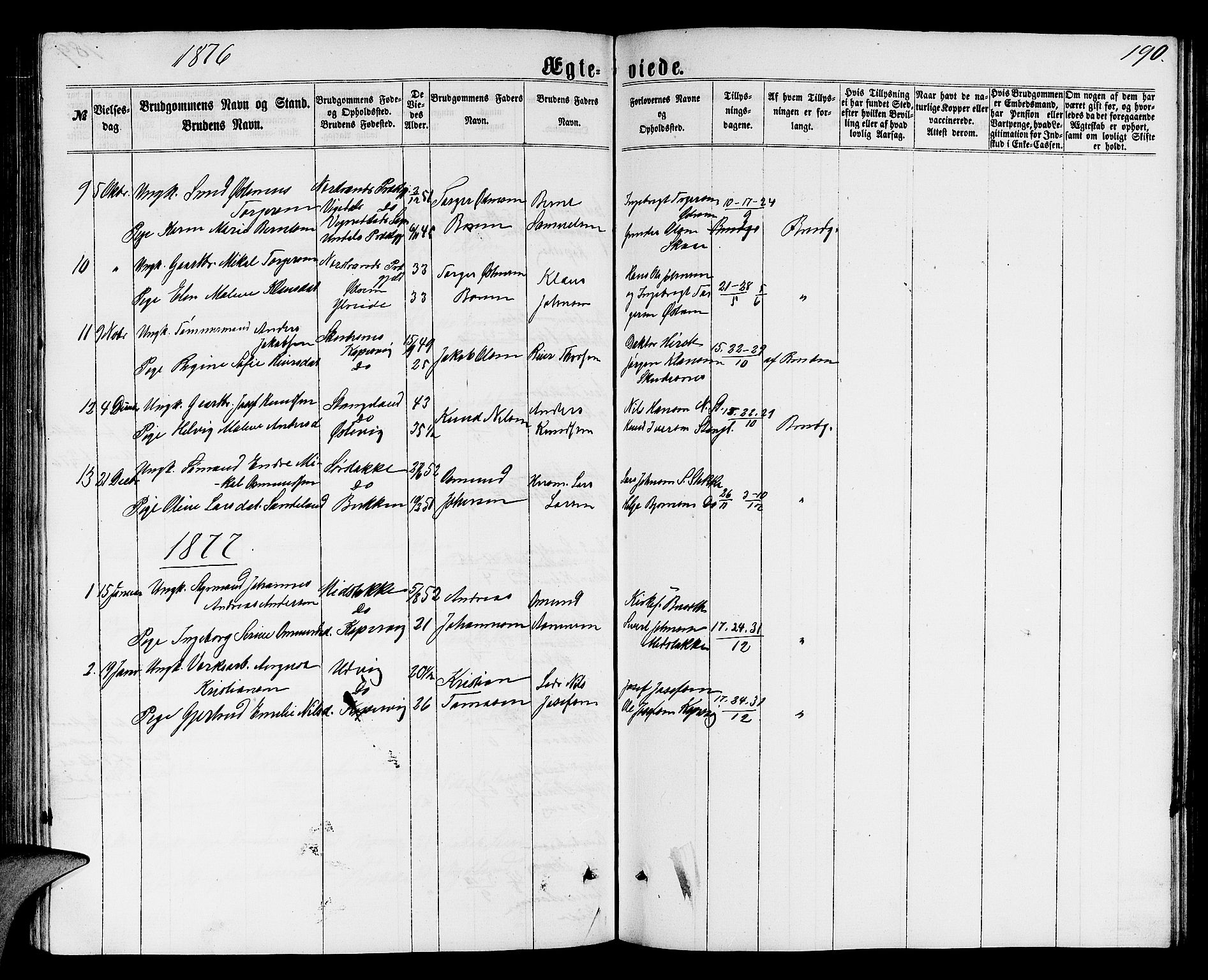 Avaldsnes sokneprestkontor, SAST/A -101851/H/Ha/Hab/L0004: Parish register (copy) no. B 4, 1861-1876, p. 190