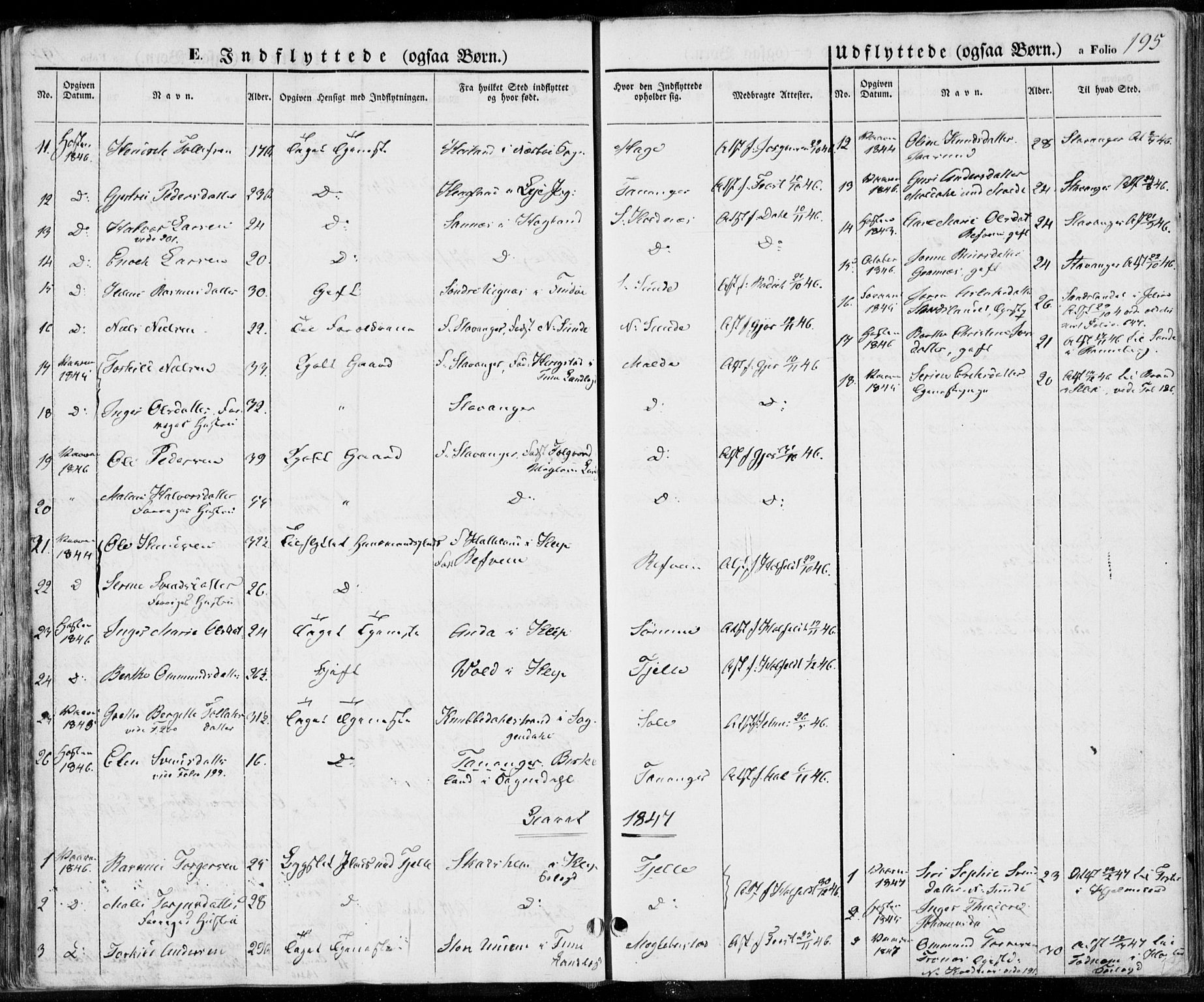 Håland sokneprestkontor, SAST/A-101802/001/30BA/L0006: Parish register (official) no. A 6, 1842-1853, p. 195