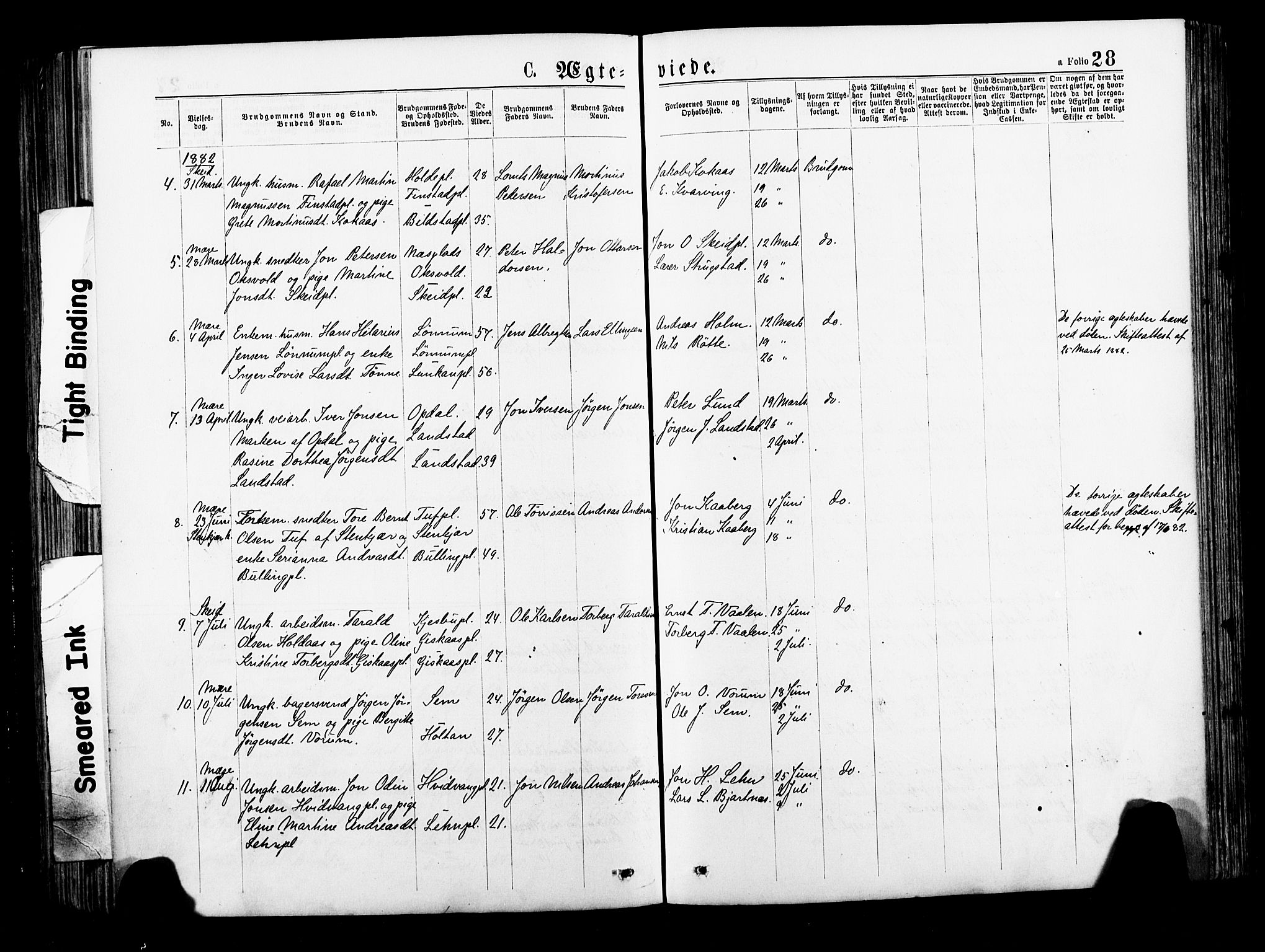 Ministerialprotokoller, klokkerbøker og fødselsregistre - Nord-Trøndelag, SAT/A-1458/735/L0348: Parish register (official) no. 735A09 /1, 1873-1883, p. 28