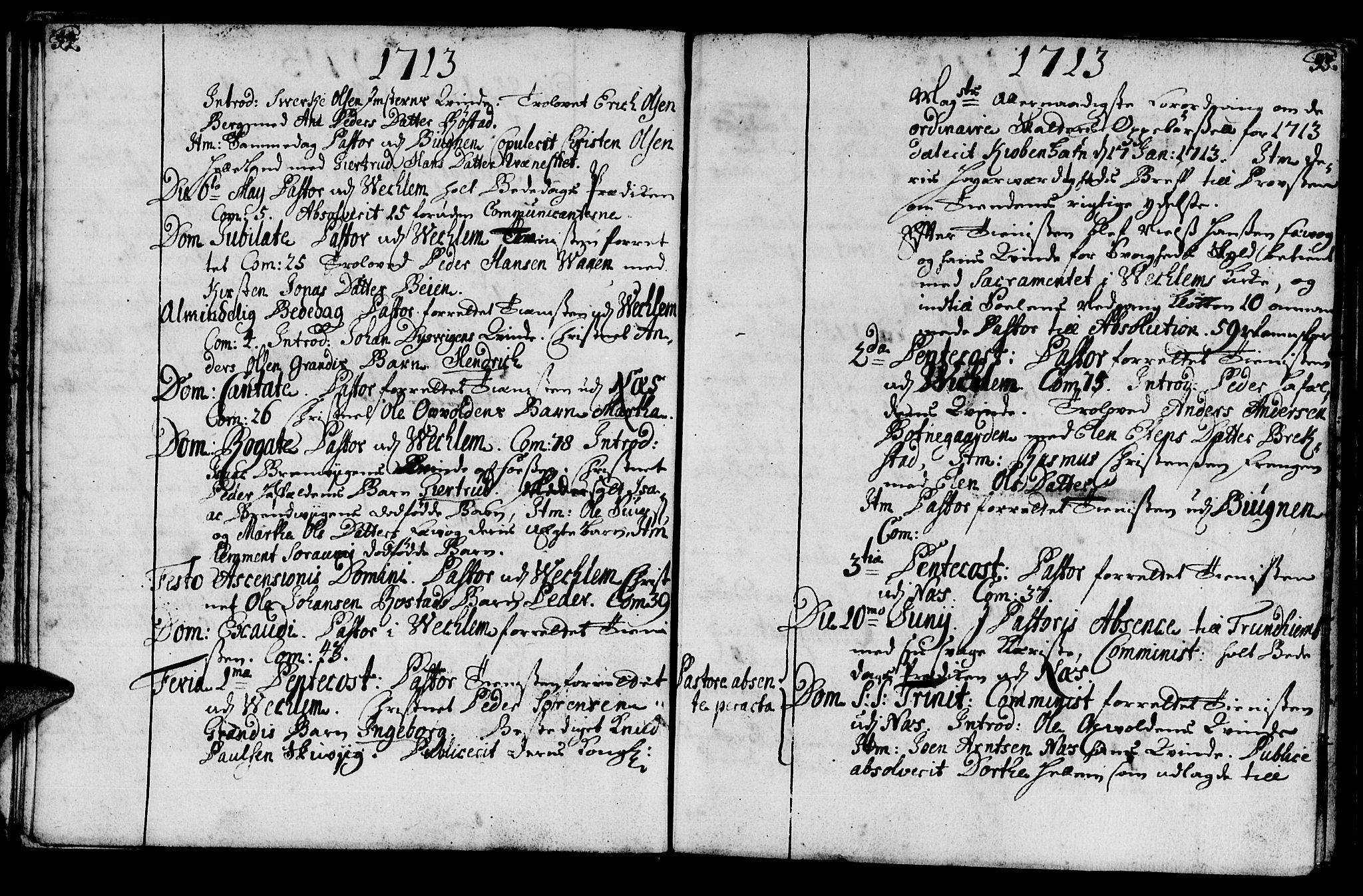 Ministerialprotokoller, klokkerbøker og fødselsregistre - Sør-Trøndelag, AV/SAT-A-1456/659/L0731: Parish register (official) no. 659A01, 1709-1731, p. 54-55