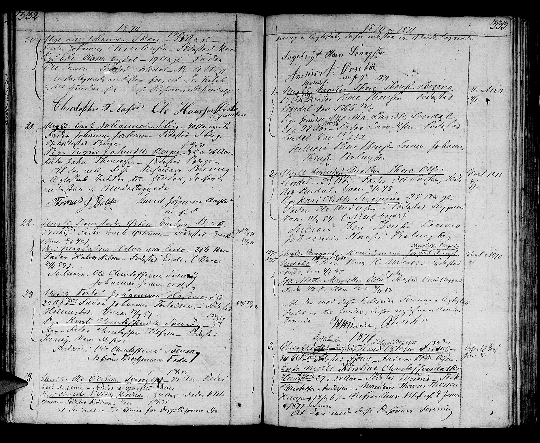 Luster sokneprestembete, SAB/A-81101/H/Haa/Haaa/L0003: Parish register (official) no. A 3, 1803-1821, p. 332-333