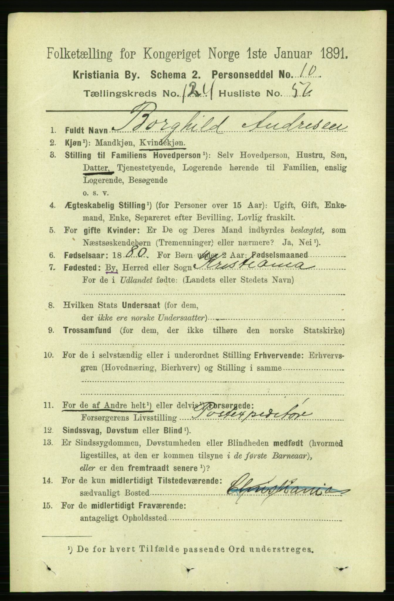 RA, 1891 census for 0301 Kristiania, 1891, p. 66252