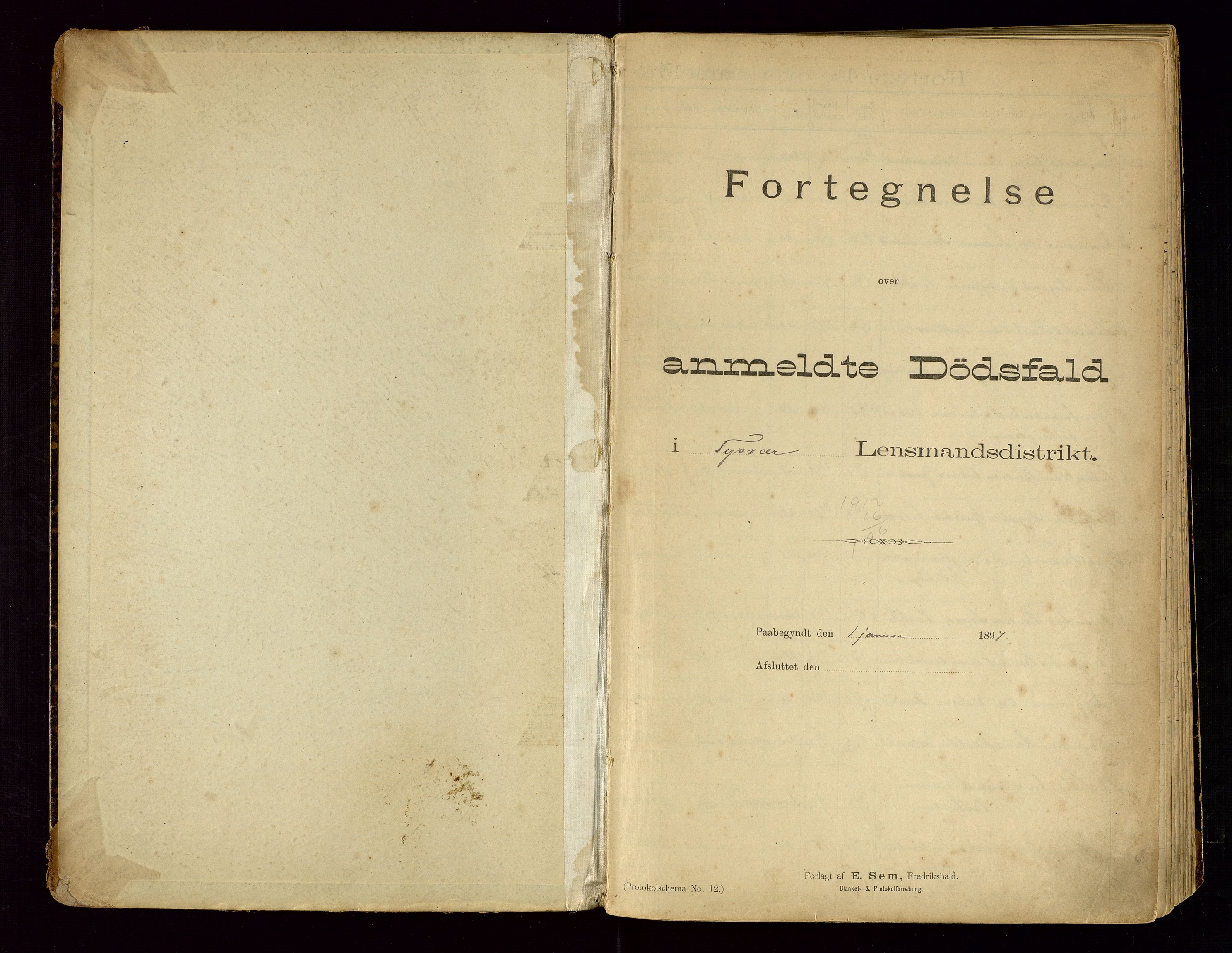 Tysvær lensmannskontor, AV/SAST-A-100192/Gga/L0002: "Dødsfalds-Protokol for Lensmanden i Tysvær Lensmandsdistrikt", 1897-1916