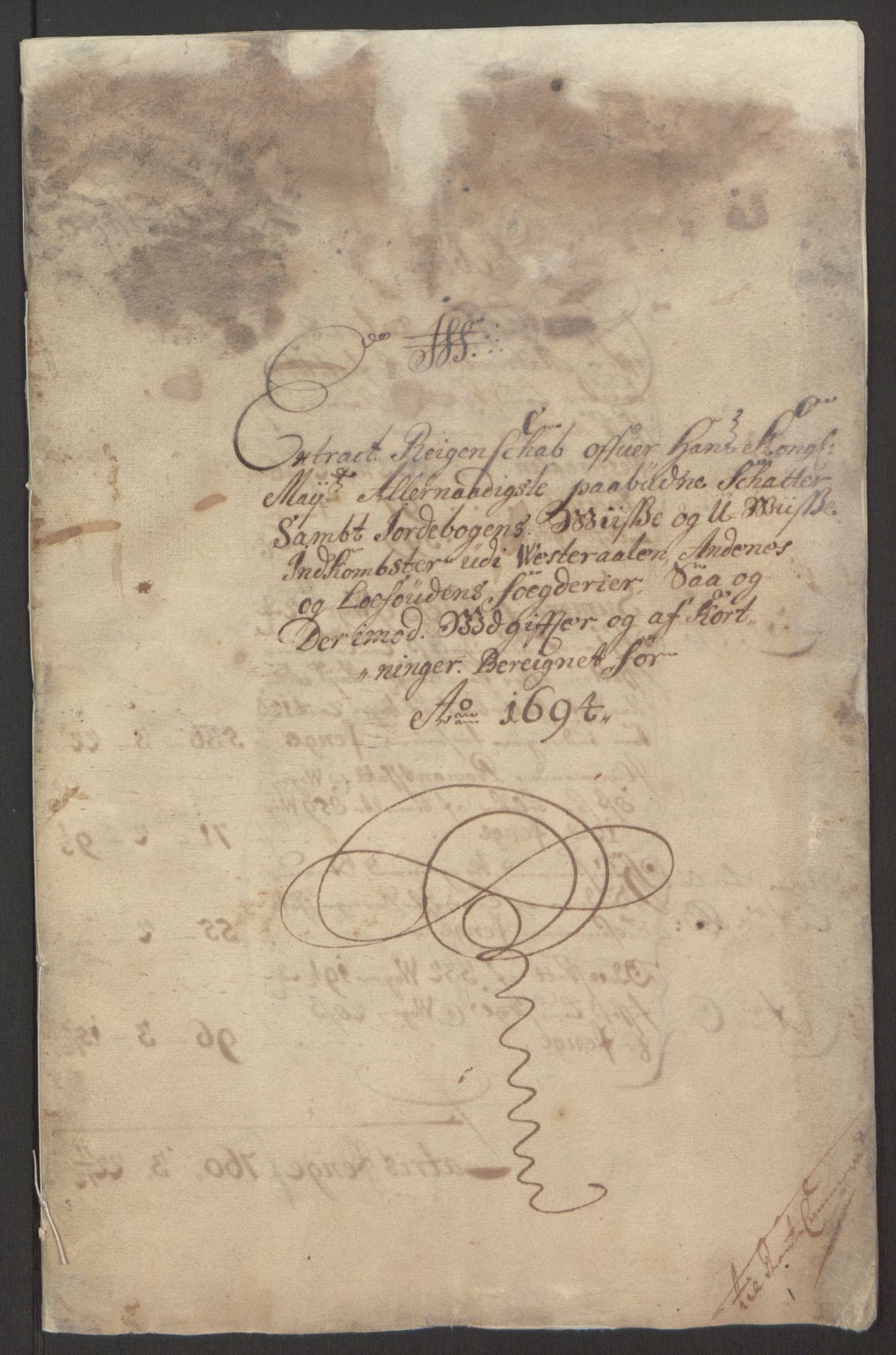 Rentekammeret inntil 1814, Reviderte regnskaper, Fogderegnskap, RA/EA-4092/R67/L4677: Fogderegnskap Vesterålen, Andenes og Lofoten, 1694-1695, p. 5