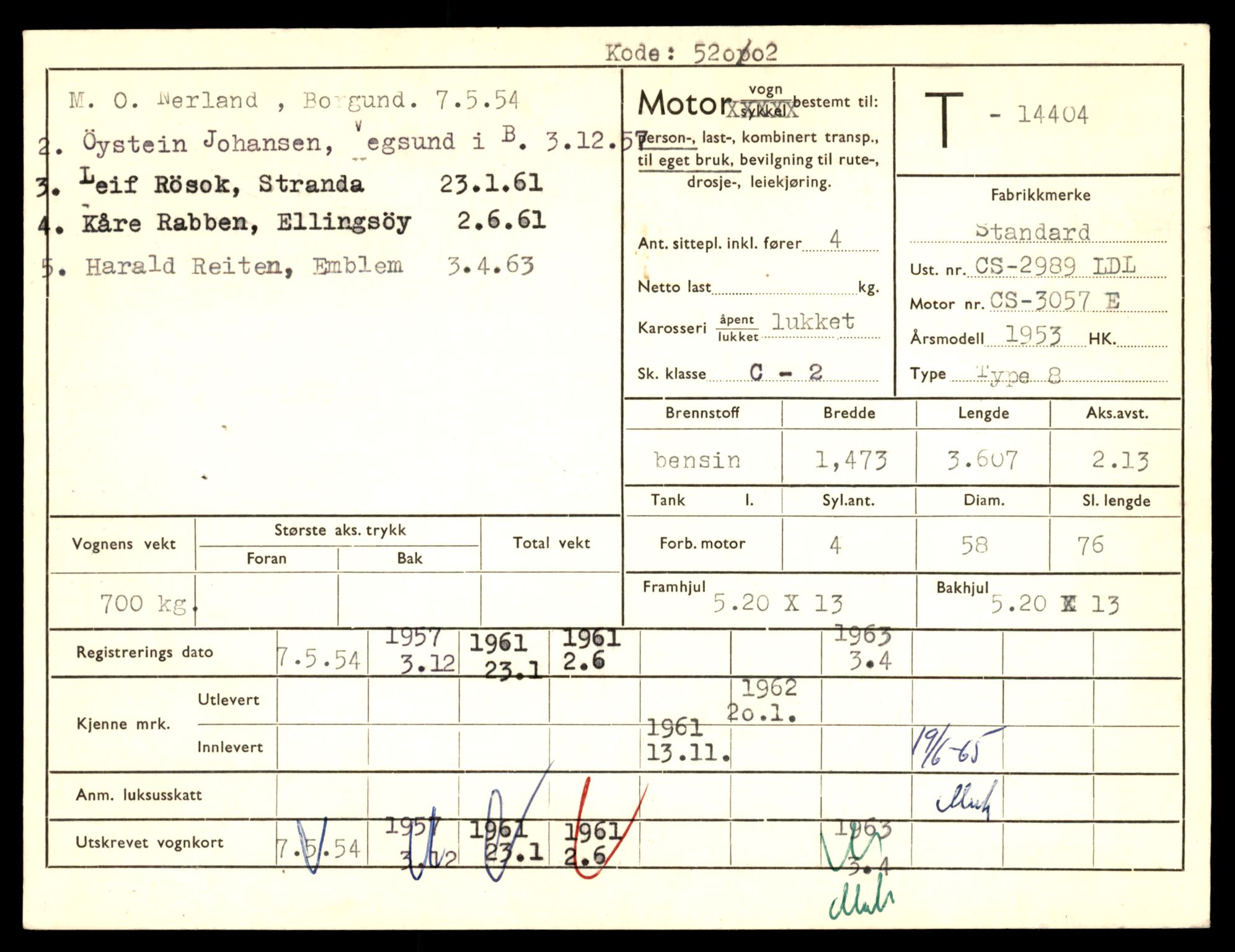 Møre og Romsdal vegkontor - Ålesund trafikkstasjon, AV/SAT-A-4099/F/Fe/L0045: Registreringskort for kjøretøy T 14320 - T 14444, 1927-1998, p. 2143