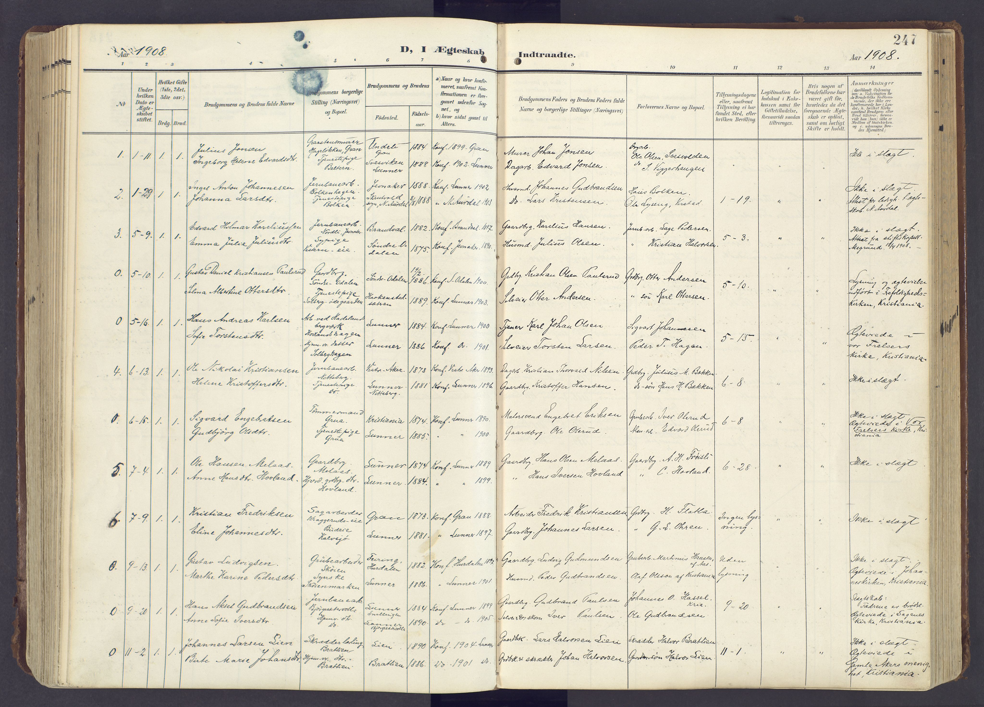 Lunner prestekontor, SAH/PREST-118/H/Ha/Haa/L0001: Parish register (official) no. 1, 1907-1922, p. 247