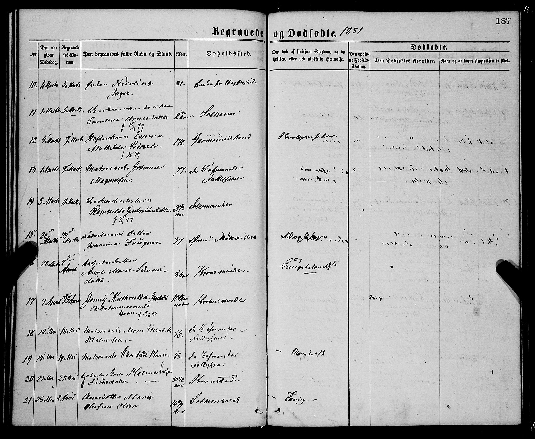 St. Jørgens hospital og Årstad sokneprestembete, AV/SAB-A-99934: Parish register (official) no. A 11, 1864-1886, p. 187