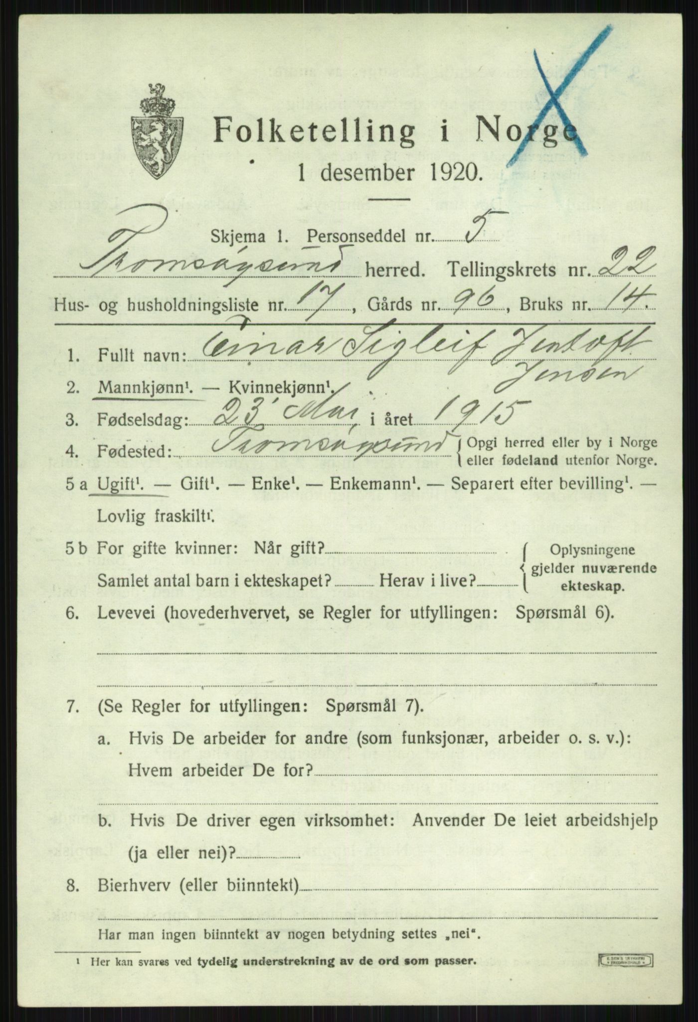 SATØ, 1920 census for Tromsøysund, 1920, p. 11518