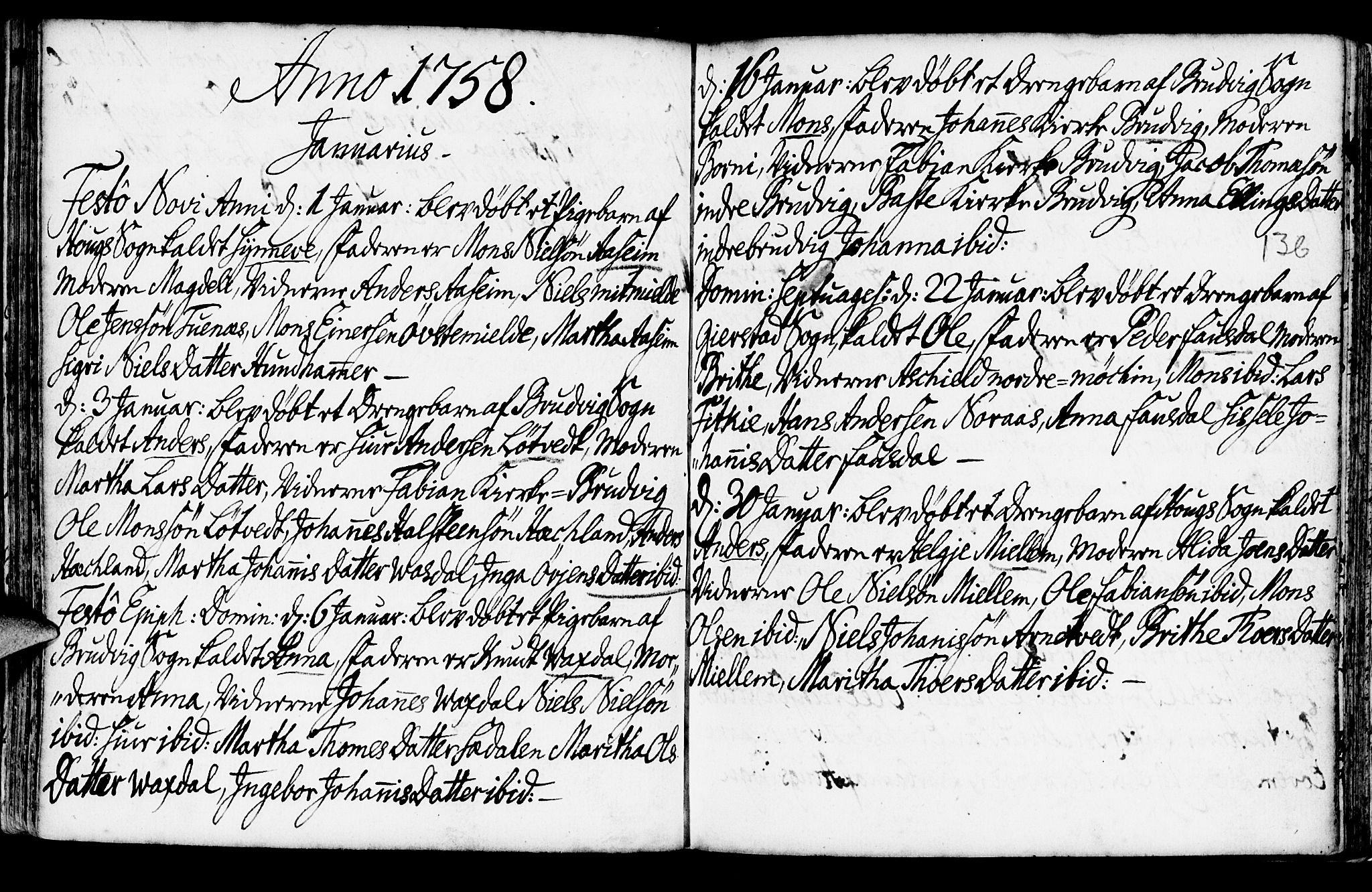 Haus sokneprestembete, SAB/A-75601/H/Haa: Parish register (official) no. A 6, 1748-1758, p. 136