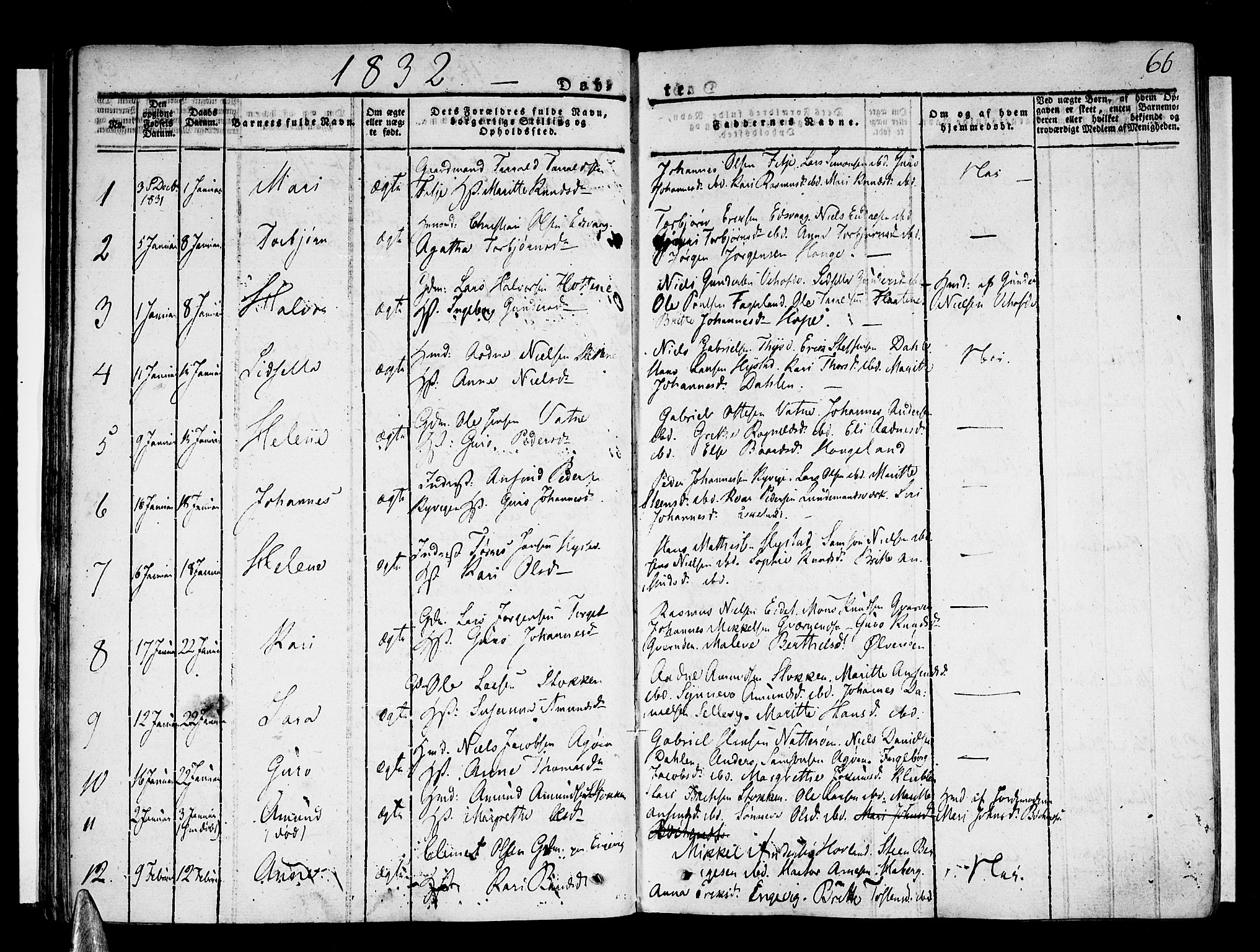 Stord sokneprestembete, SAB/A-78201/H/Haa: Parish register (official) no. A 6, 1826-1840, p. 66
