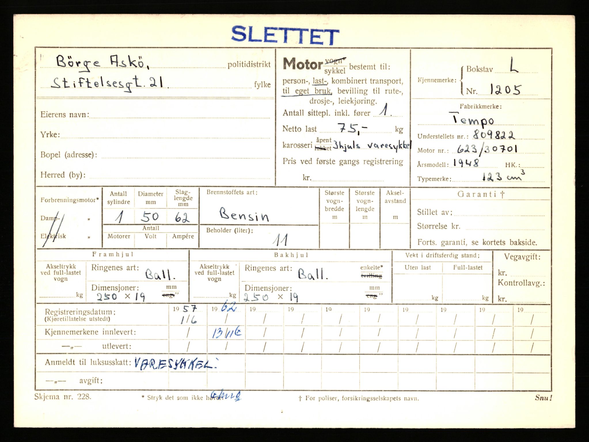 Stavanger trafikkstasjon, AV/SAST-A-101942/0/F/L0004: L-1000 - L-1349, 1930-1971, p. 1223