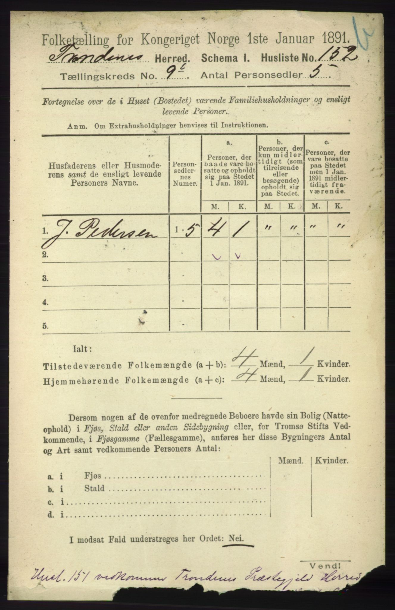 RA, 1891 census for 1914 Trondenes, 1891, p. 7207