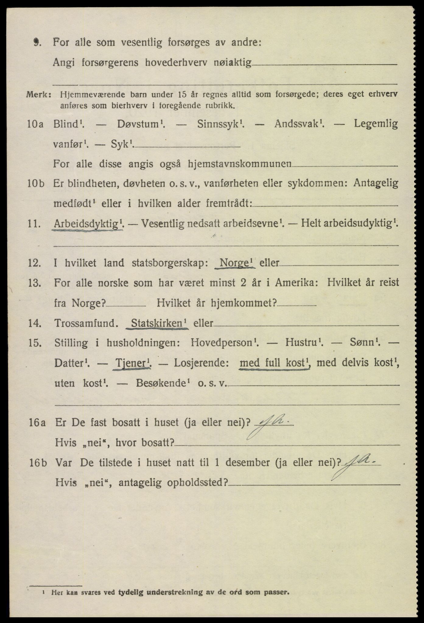 SAK, 1920 census for Herefoss, 1920, p. 1105