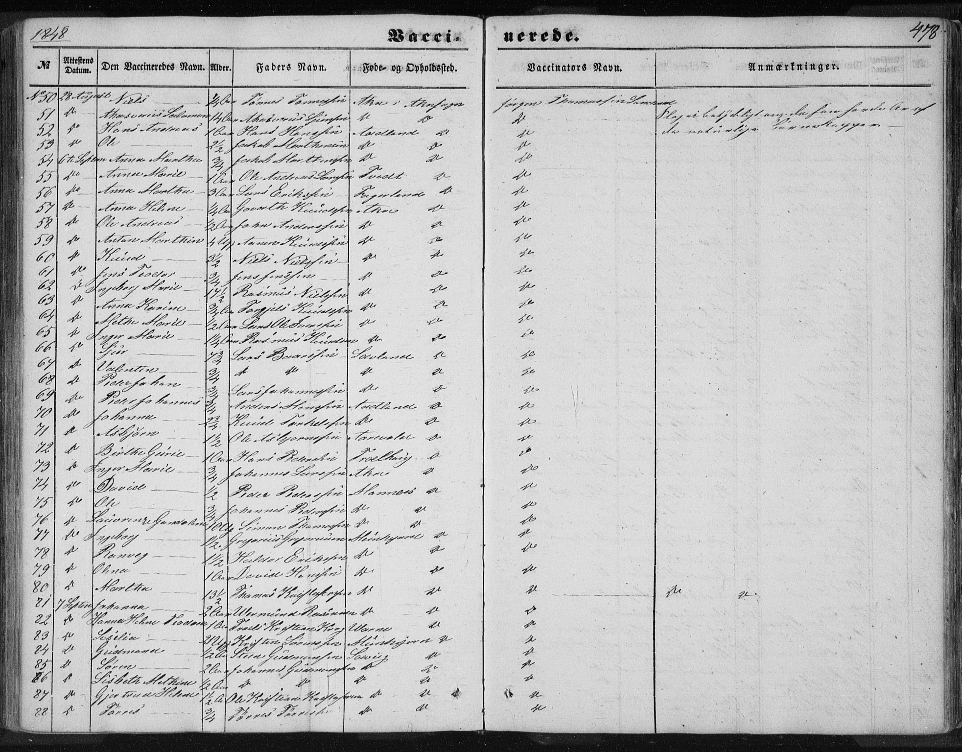 Skudenes sokneprestkontor, SAST/A -101849/H/Ha/Haa/L0005: Parish register (official) no. A 3.2, 1847-1863, p. 478