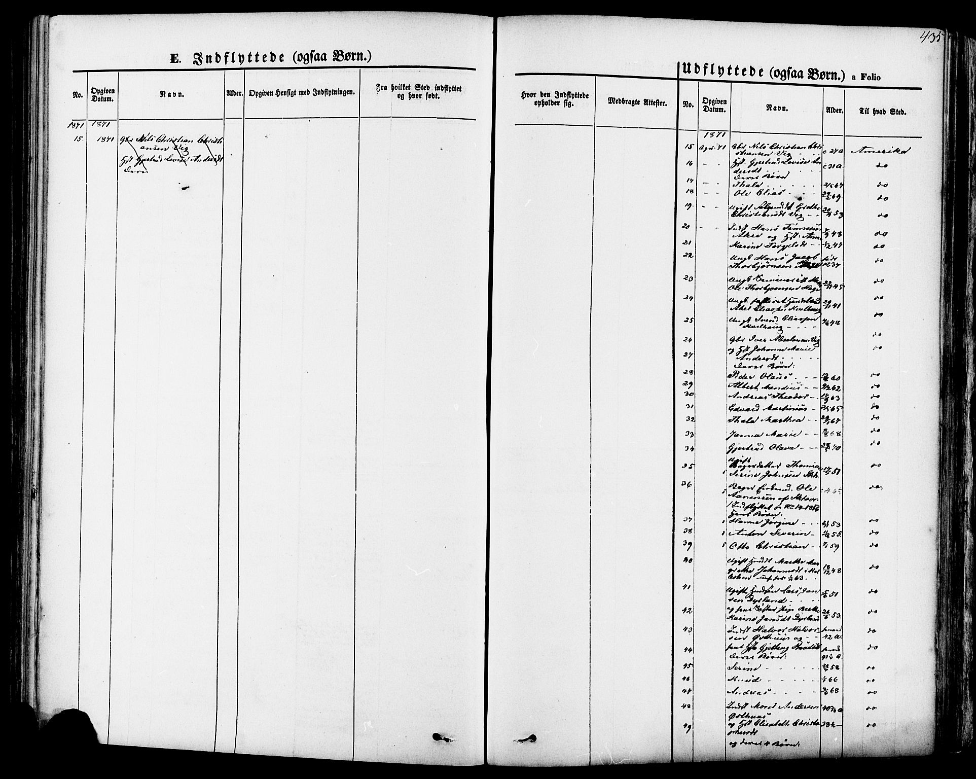 Skudenes sokneprestkontor, SAST/A -101849/H/Ha/Haa/L0006: Parish register (official) no. A 4, 1864-1881, p. 435