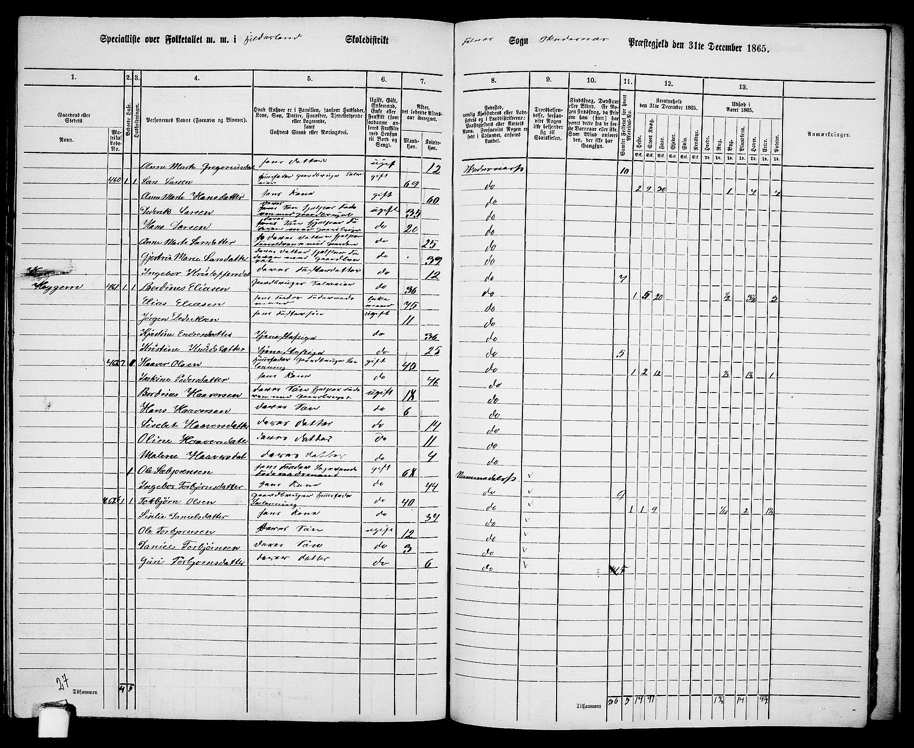 RA, 1865 census for Skudenes, 1865, p. 188