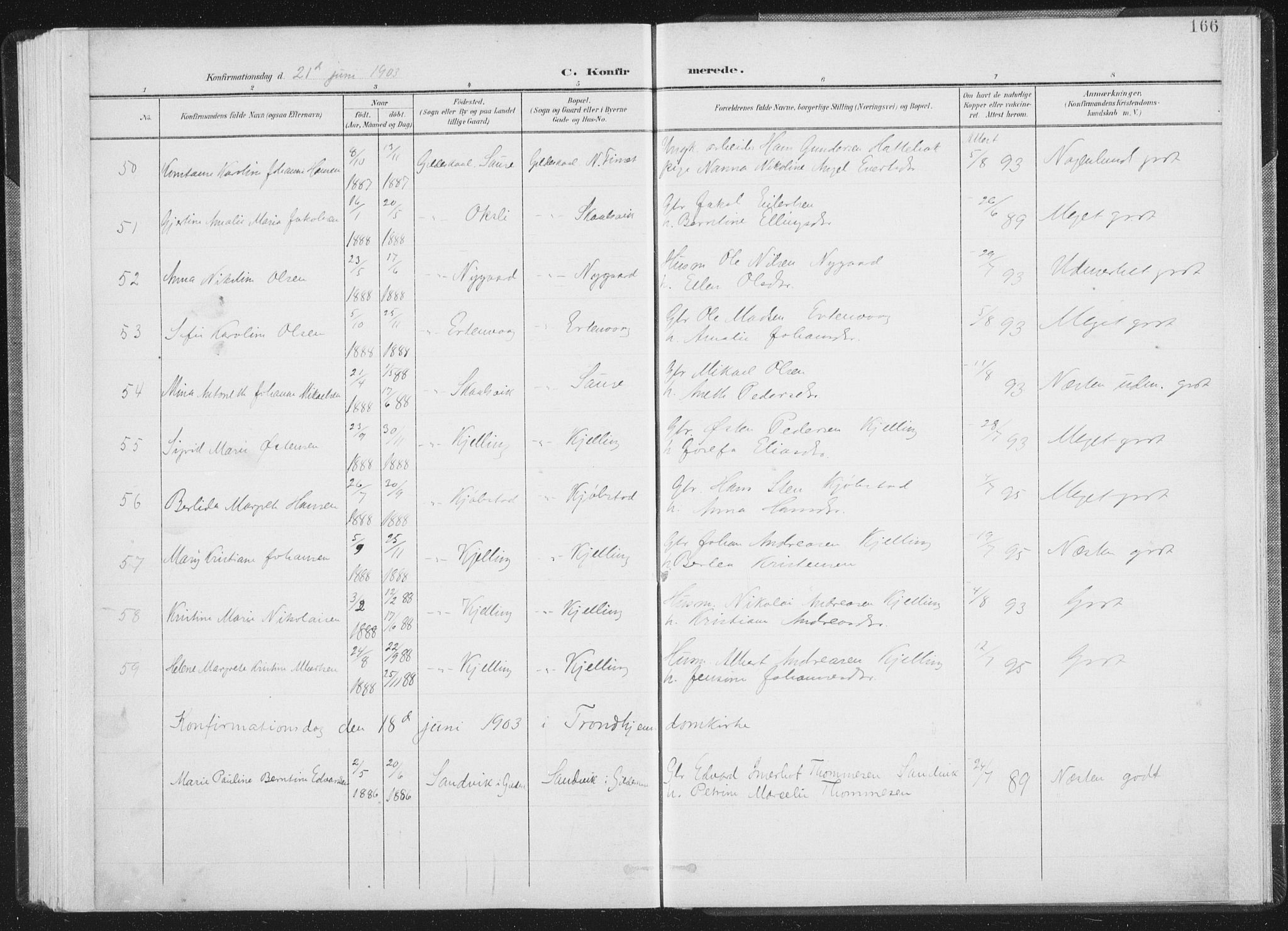 Ministerialprotokoller, klokkerbøker og fødselsregistre - Nordland, AV/SAT-A-1459/805/L0102: Parish register (official) no. 805A08I, 1900-1909, p. 166